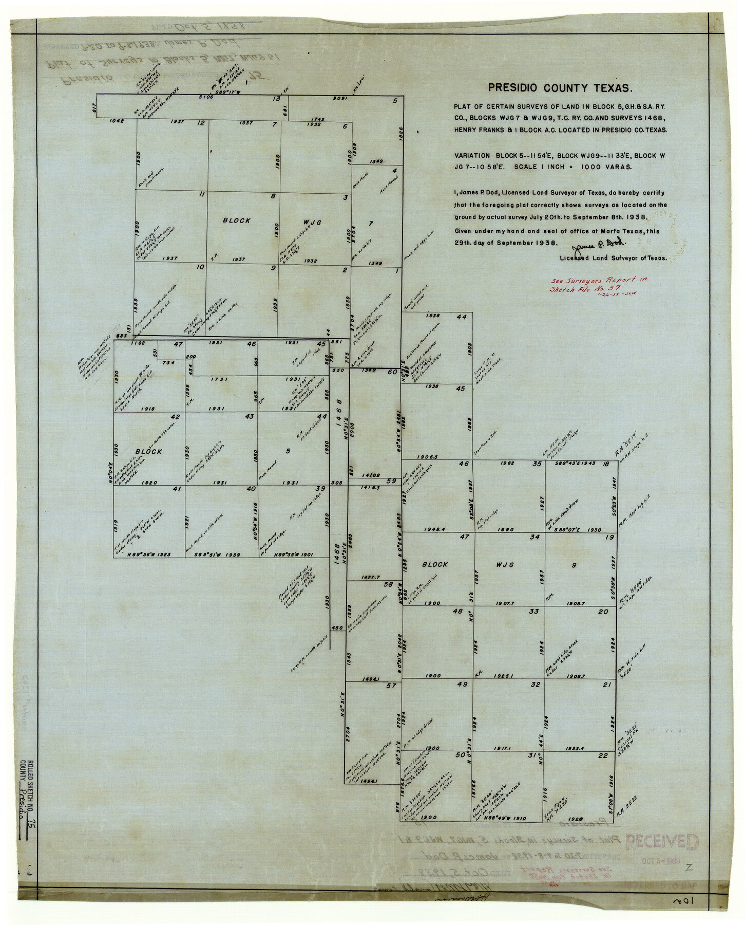 7363, Presidio County Rolled Sketch 75, General Map Collection