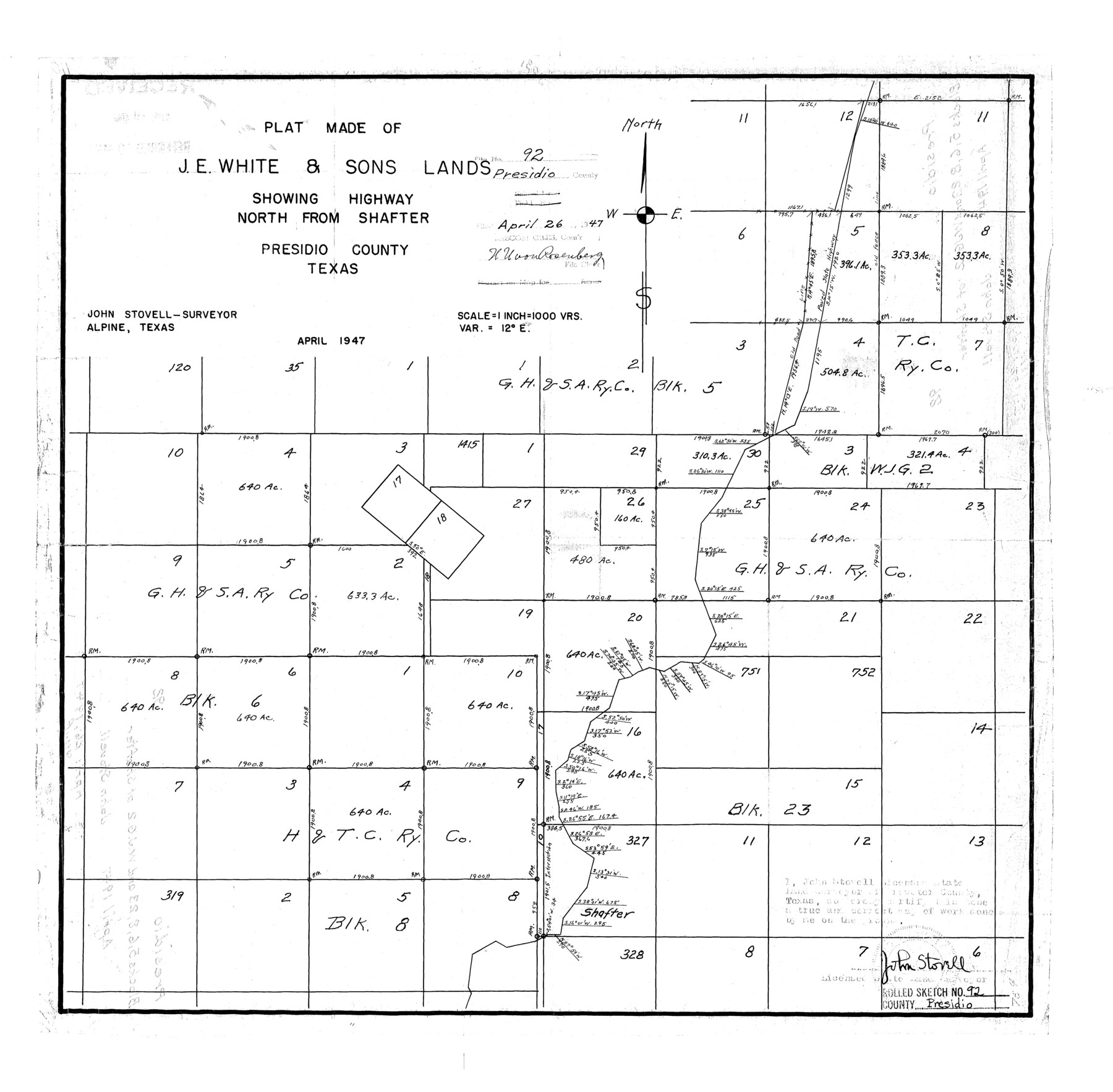 7377, Presidio County Rolled Sketch 92, General Map Collection