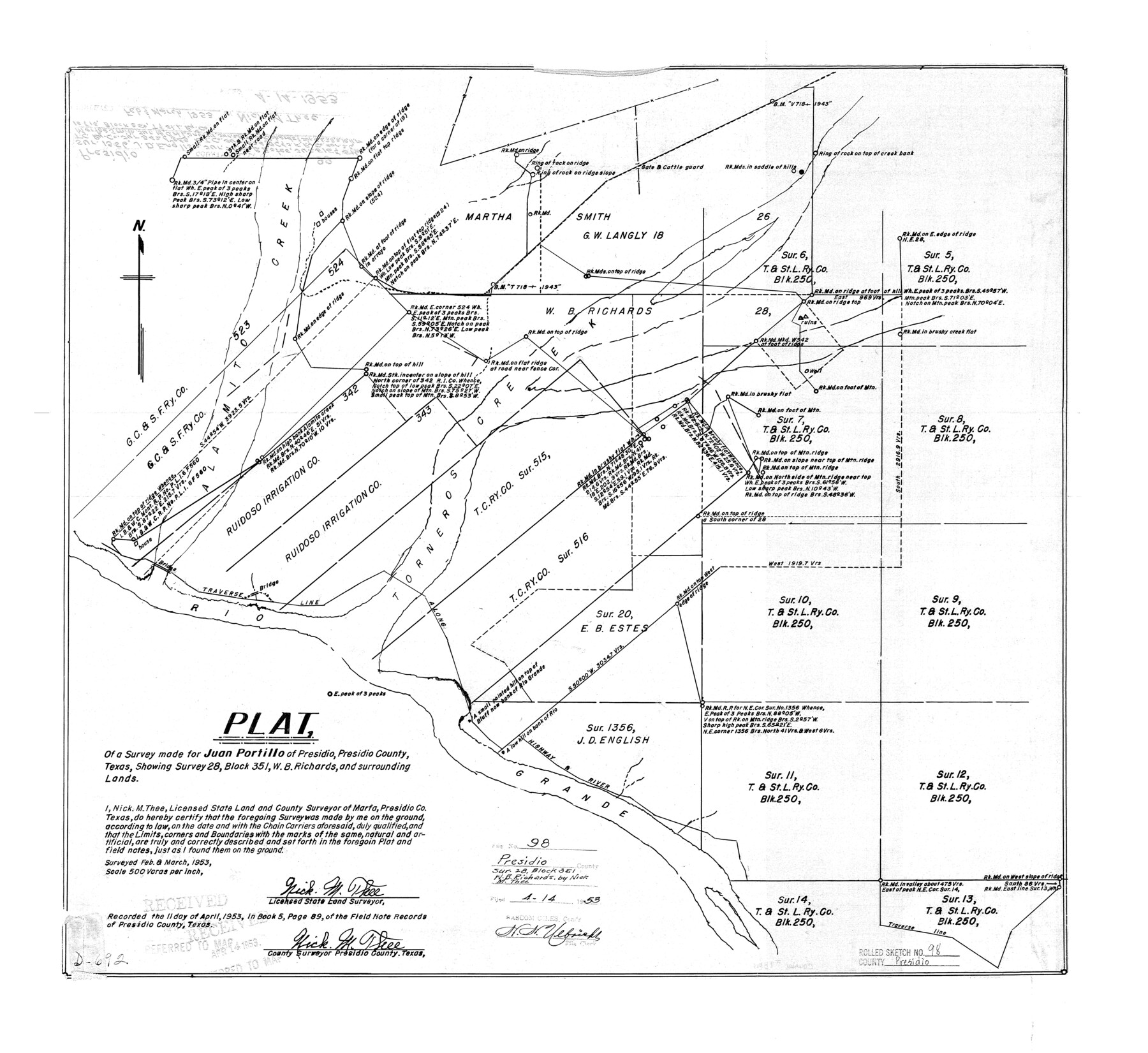 7381, Presidio County Rolled Sketch 98, General Map Collection