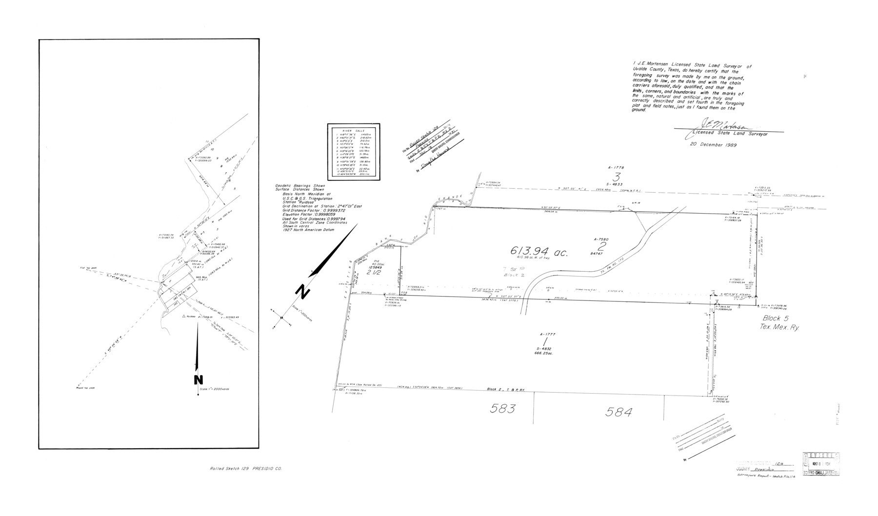 7399, Presidio County Rolled Sketch 129, General Map Collection