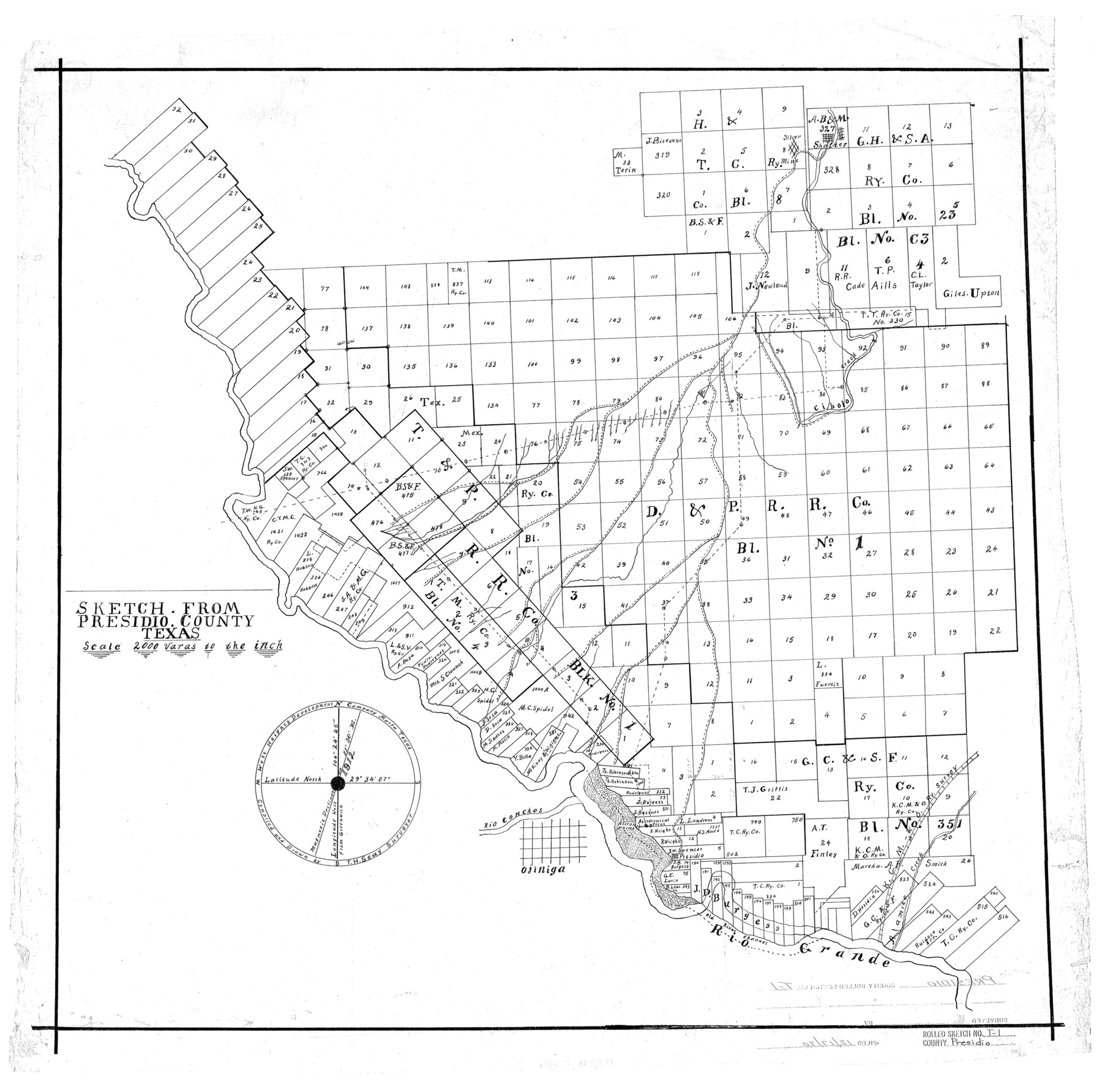 7416, Presidio County Rolled Sketch T-1, General Map Collection