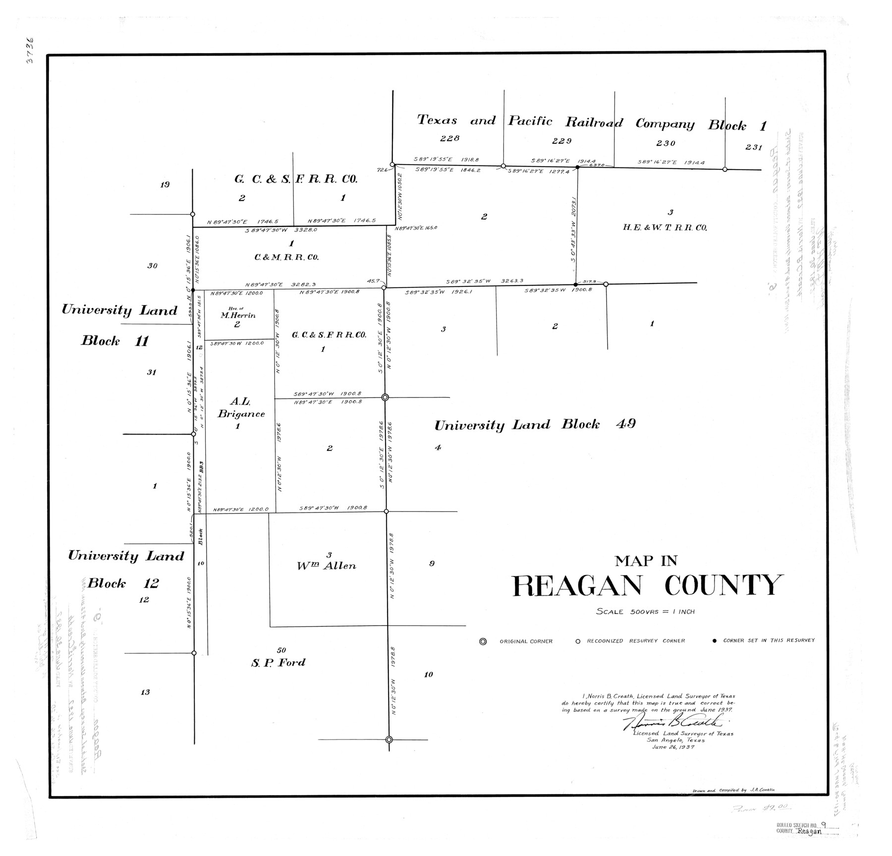 7437, Reagan County Rolled Sketch 9, General Map Collection