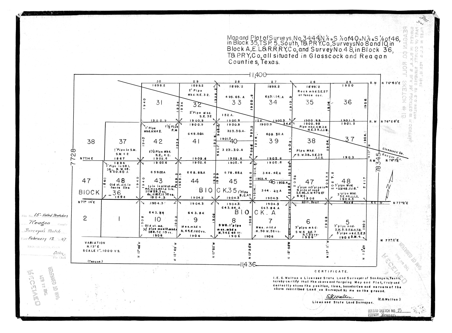 7443, Reagan County Rolled Sketch 15, General Map Collection