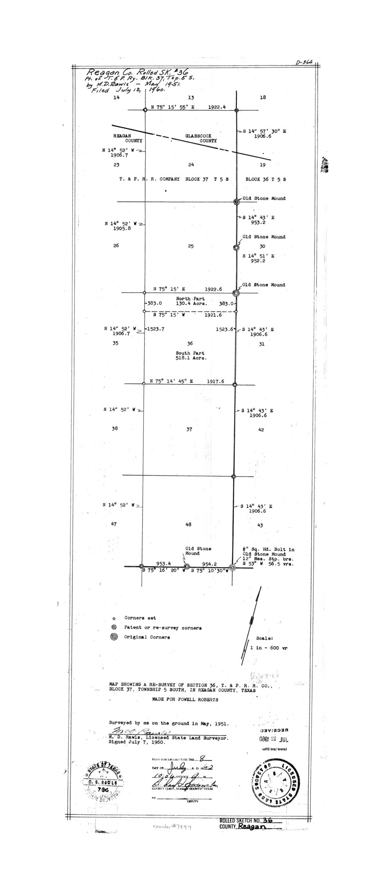 7449, Reagan County Rolled Sketch 36, General Map Collection