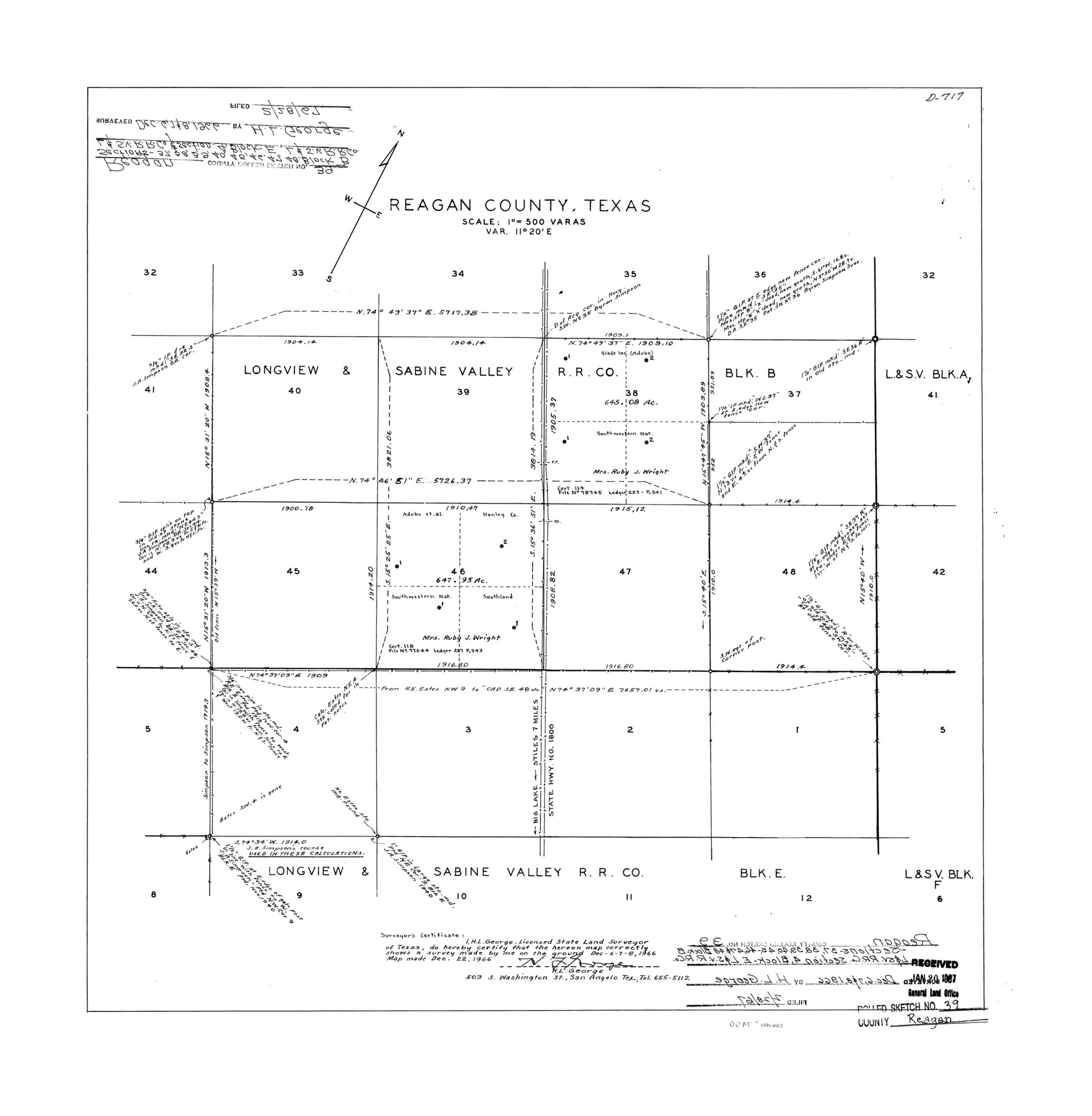 7450, Reagan County Rolled Sketch 39, General Map Collection