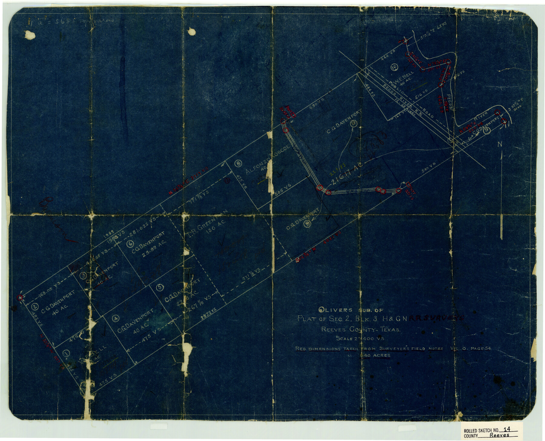 7482, Reeves County Rolled Sketch 14, General Map Collection