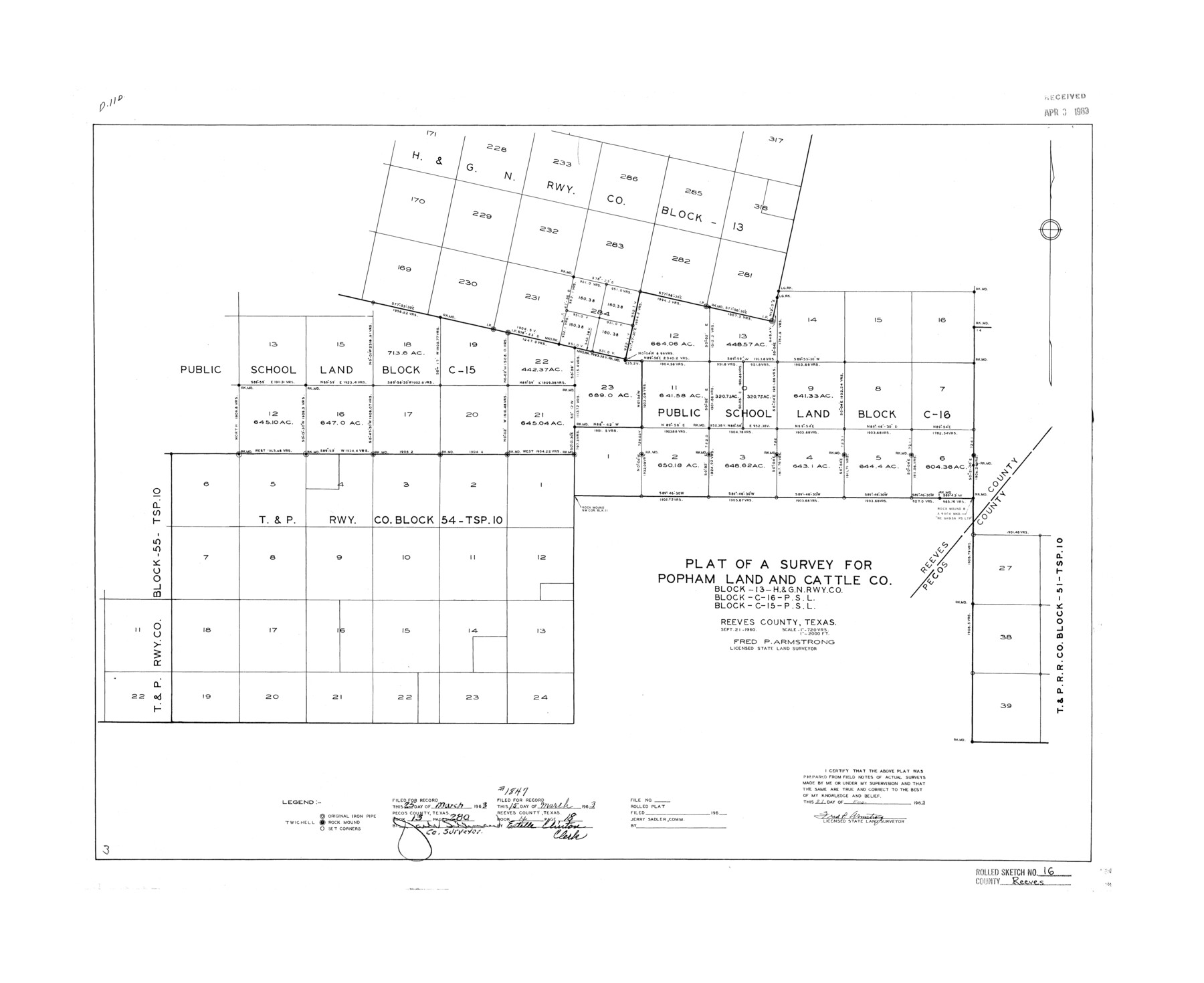 7485, Reeves County Rolled Sketch 16, General Map Collection