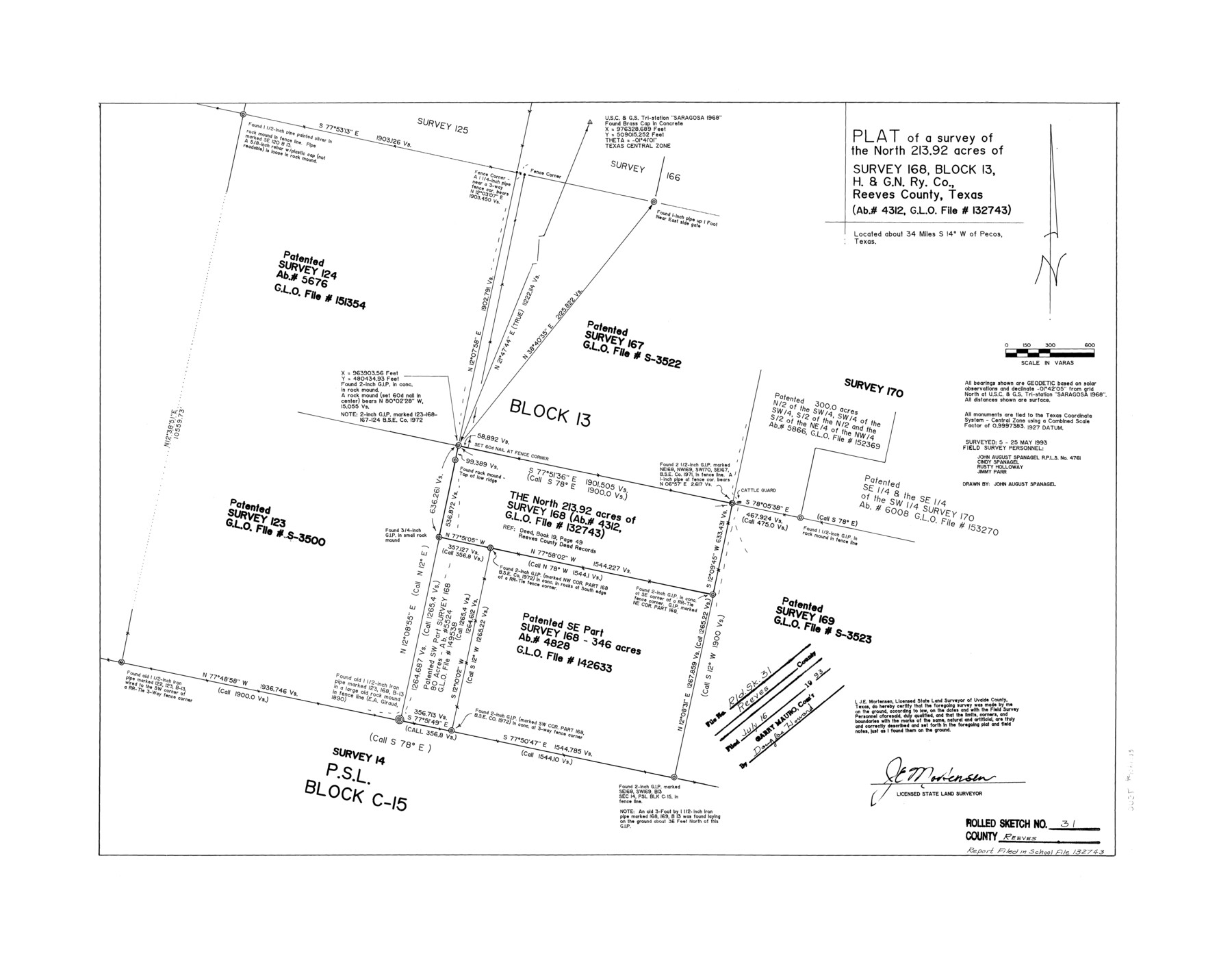 7500, Reeves County Rolled Sketch 31, General Map Collection