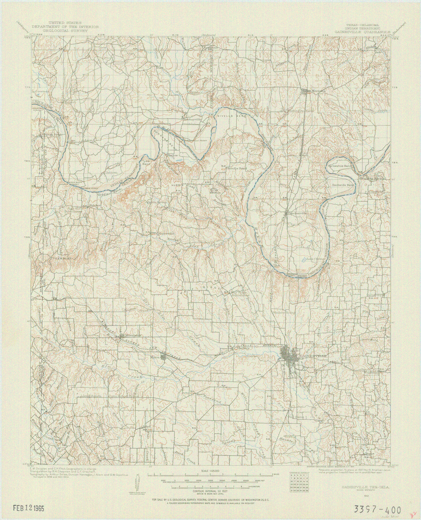 75101, Texas-Oklahoma (Indian Territory) Gainesville Quadrangle, General Map Collection