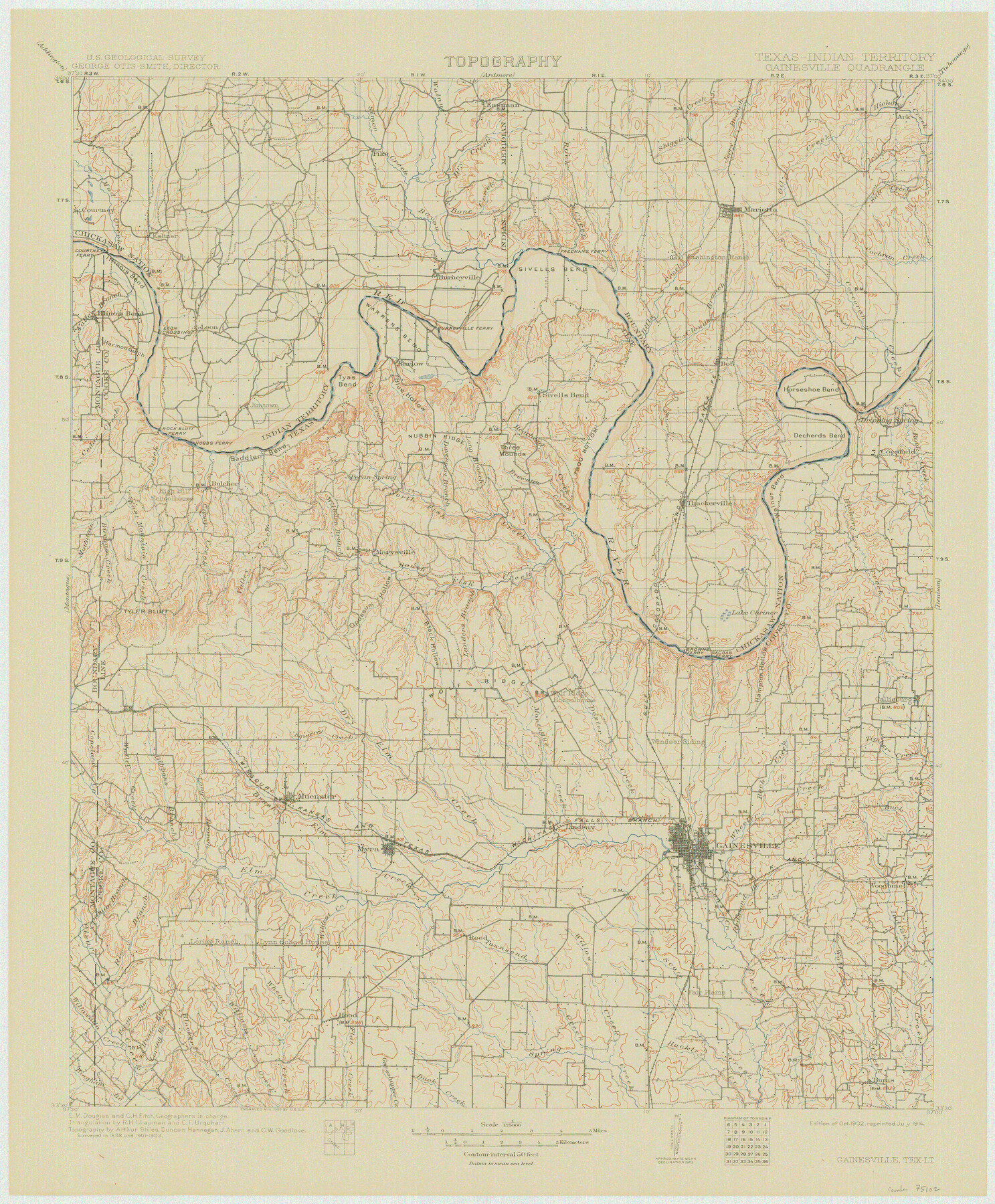 75102, Texas-Indian Territory Gainesville Quadrangle, General Map Collection