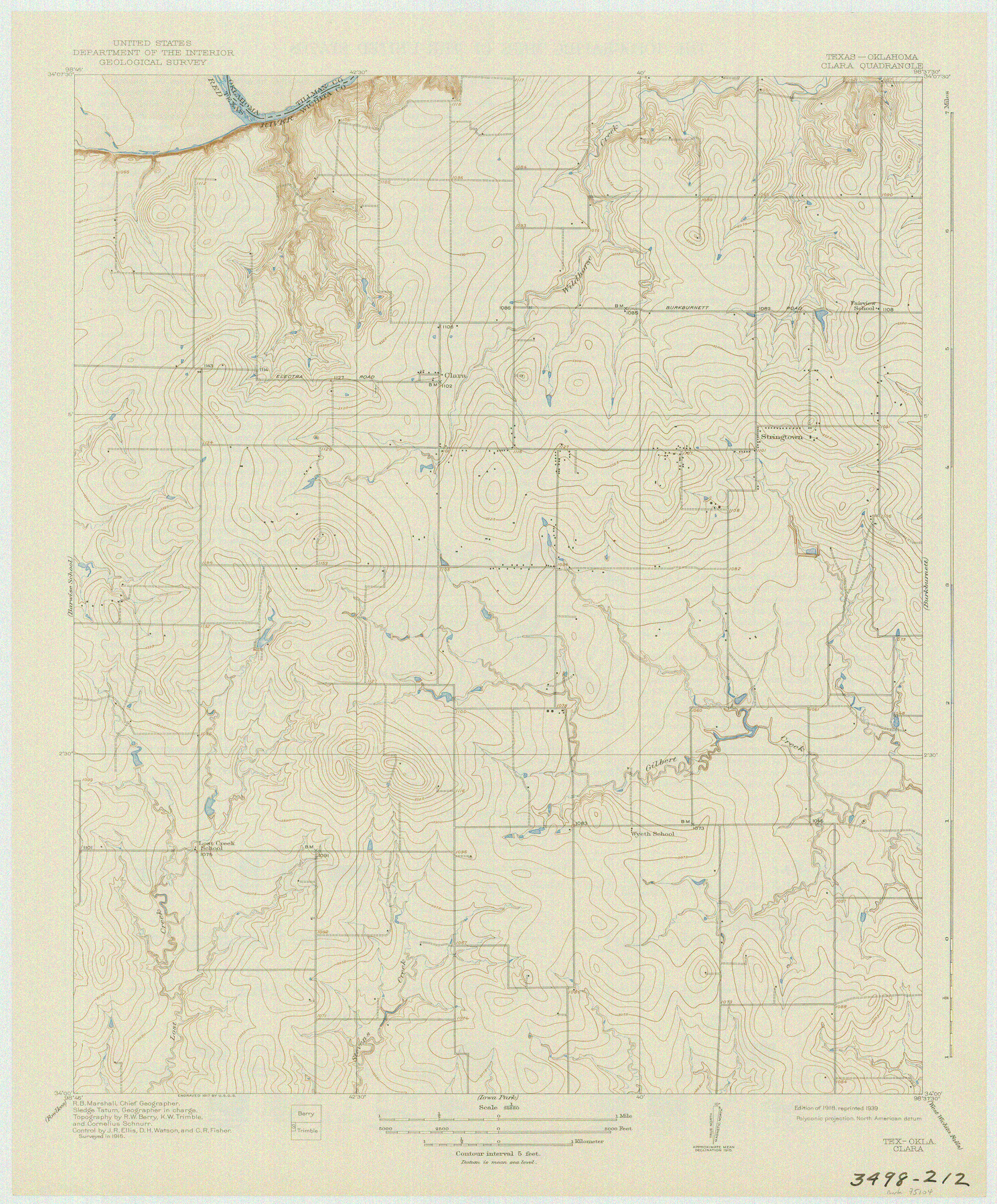 75104, Texas-Oklahoma Clara Quadrangle, General Map Collection