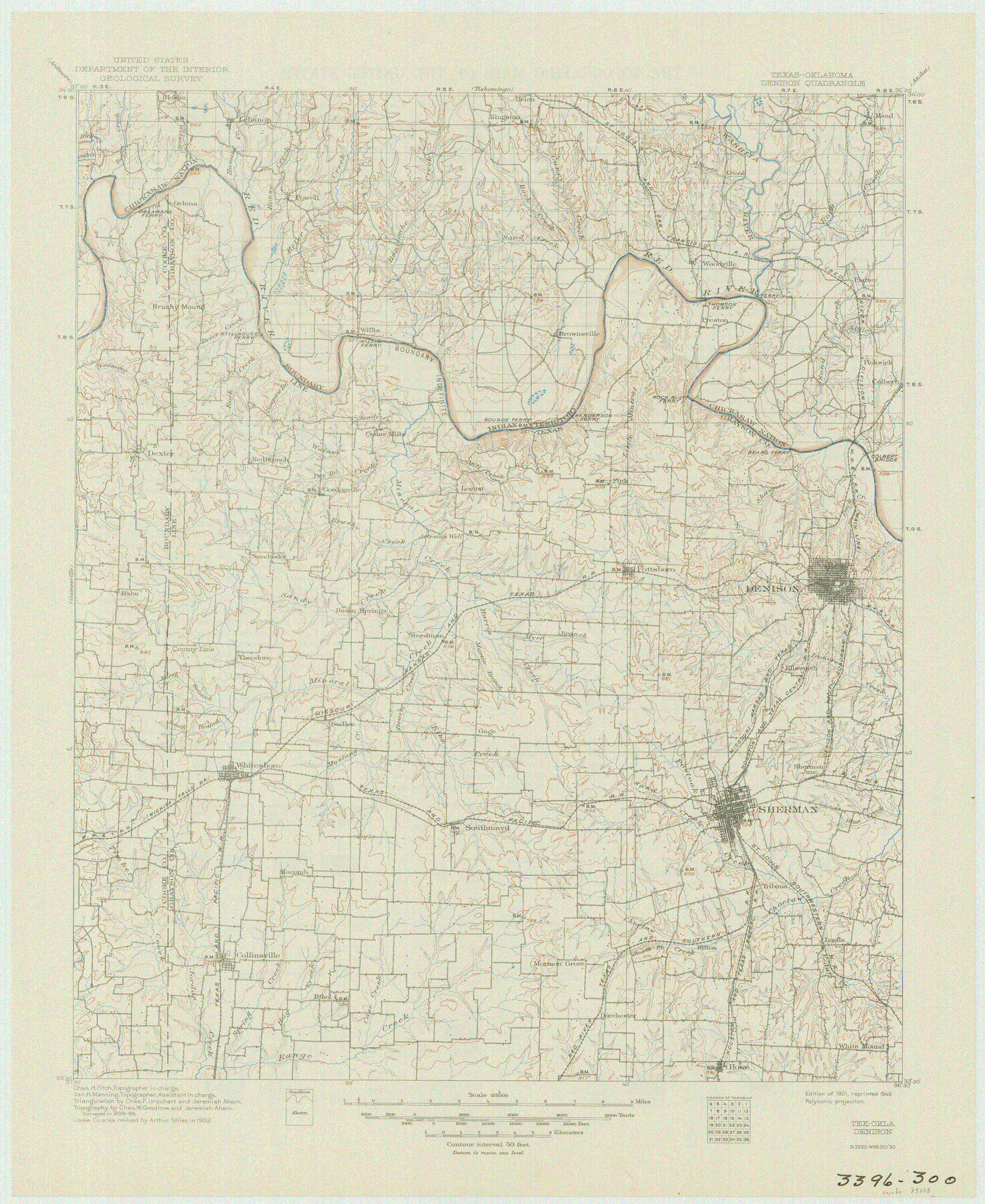 75108, USGS Topographic: Texas-Oklahoma Denison Quadrangle, General Map Collection