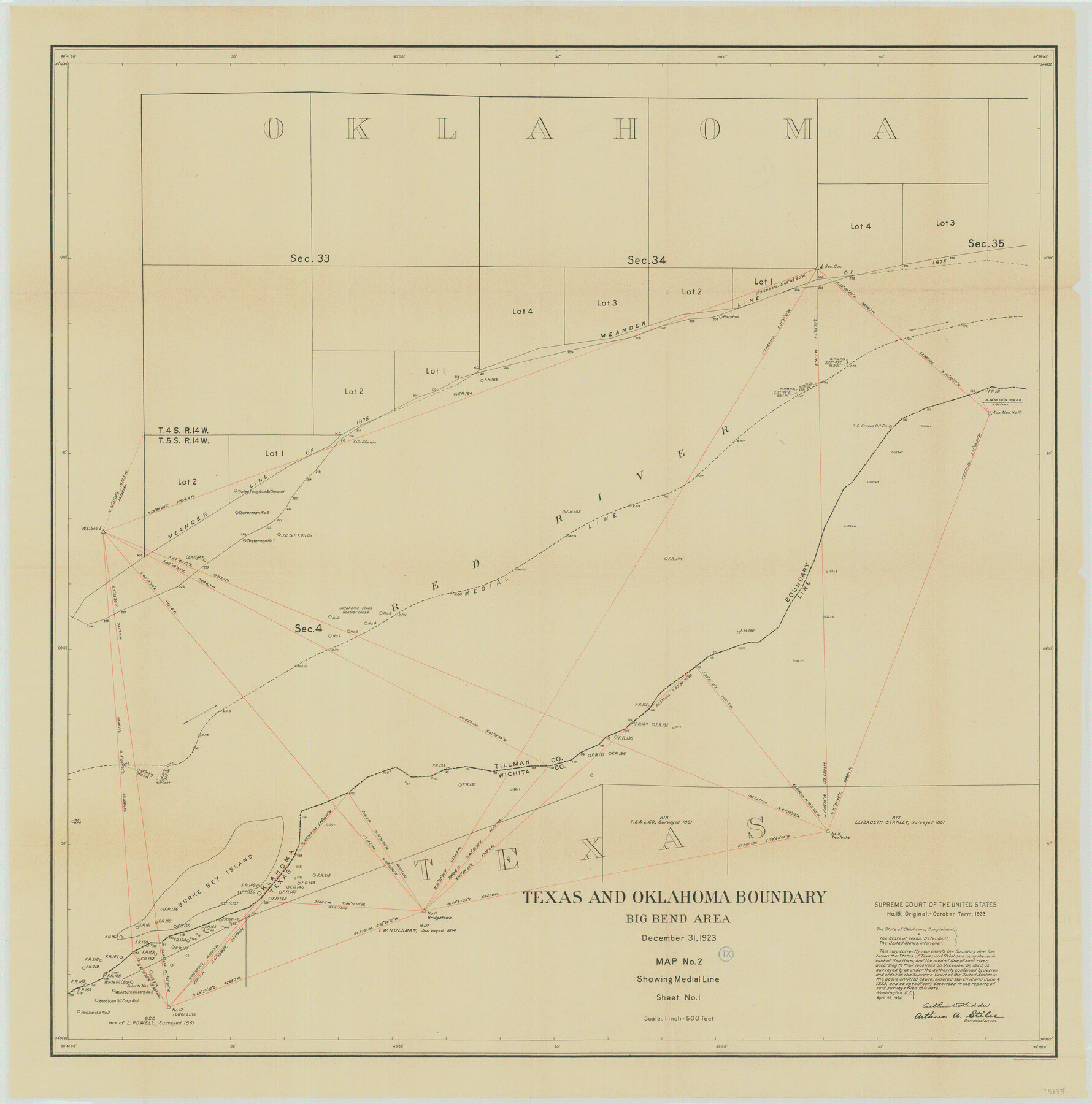 75133, Supreme Court of the United States, October Term, 1923, No. 15, Original - The State of Oklahoma, Complainant vs. The State of Texas, Defendant, The United States, Intervener; Report of the Boundary Commissioners, General Map Collection