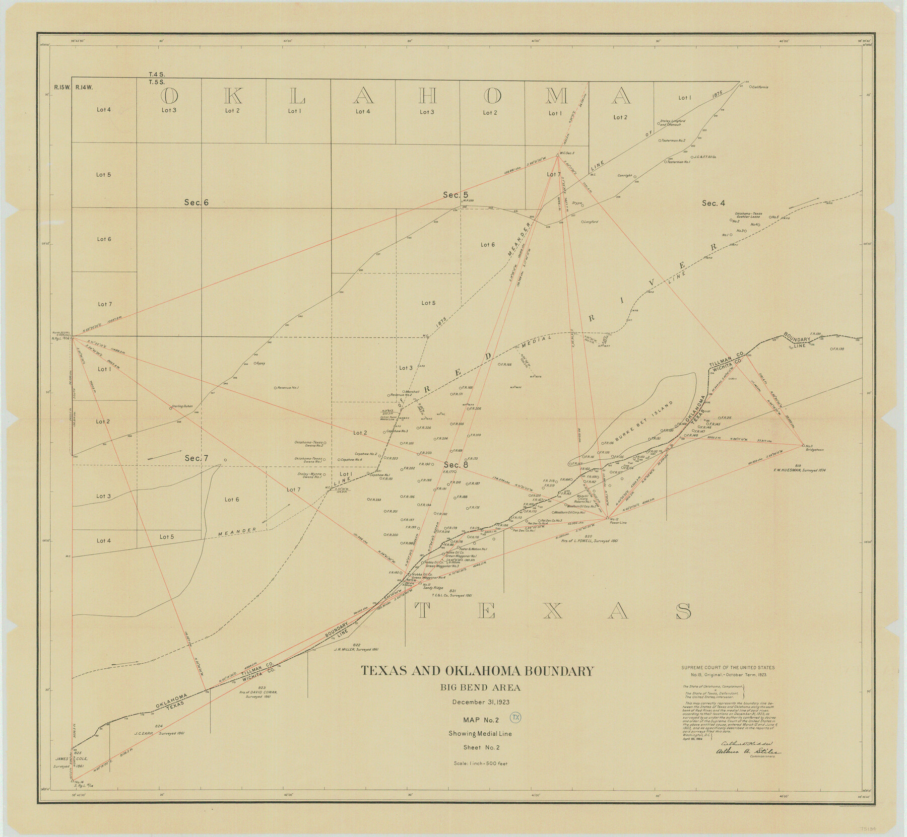 75134, Supreme Court of the United States, October Term, 1923, No. 15, Original - The State of Oklahoma, Complainant vs. The State of Texas, Defendant, The United States, Intervener; Report of the Boundary Commissioners, General Map Collection