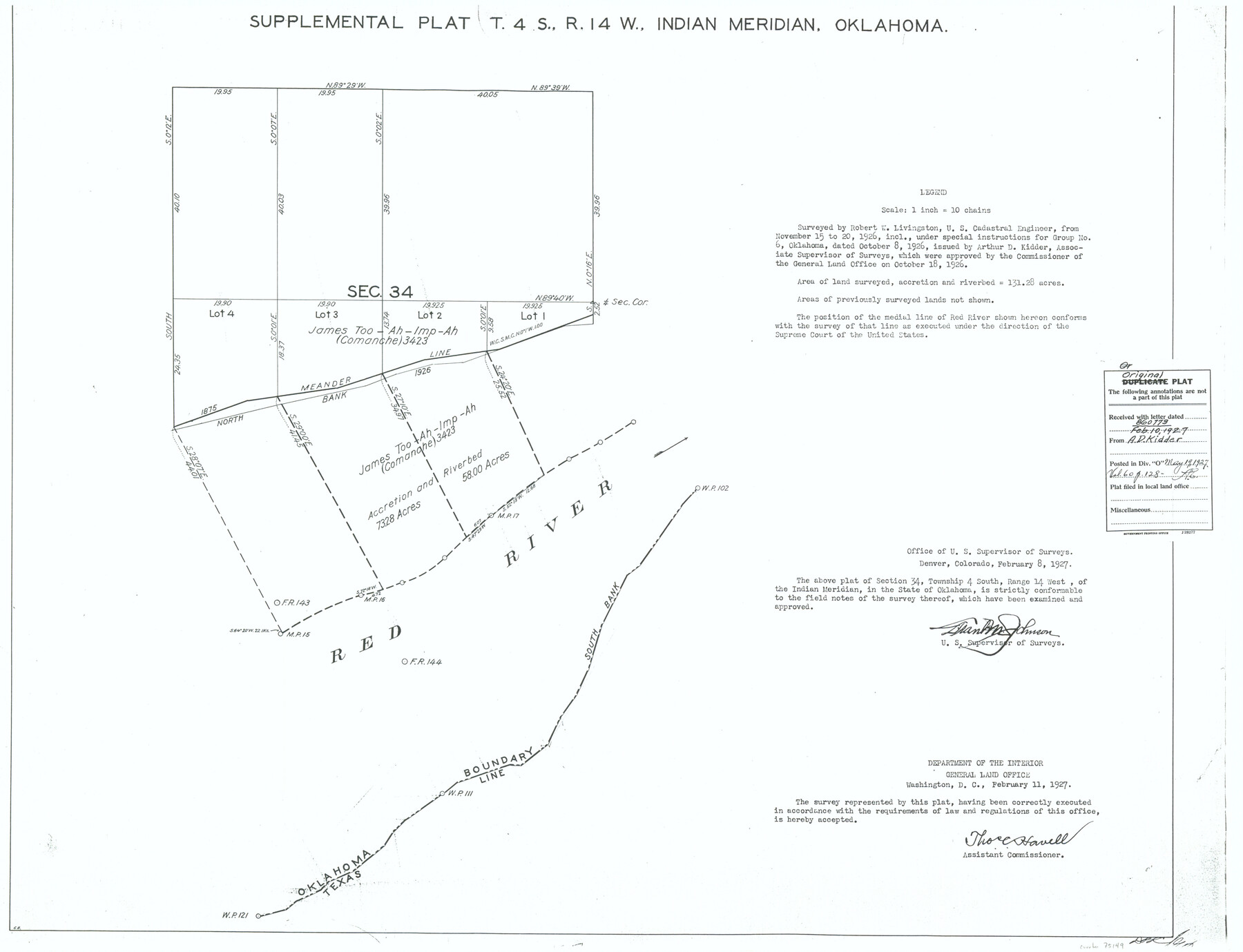 75149, Supplemental Plat, T. 4S., R. 14W., Indian Meridian, Oklahoma, General Map Collection