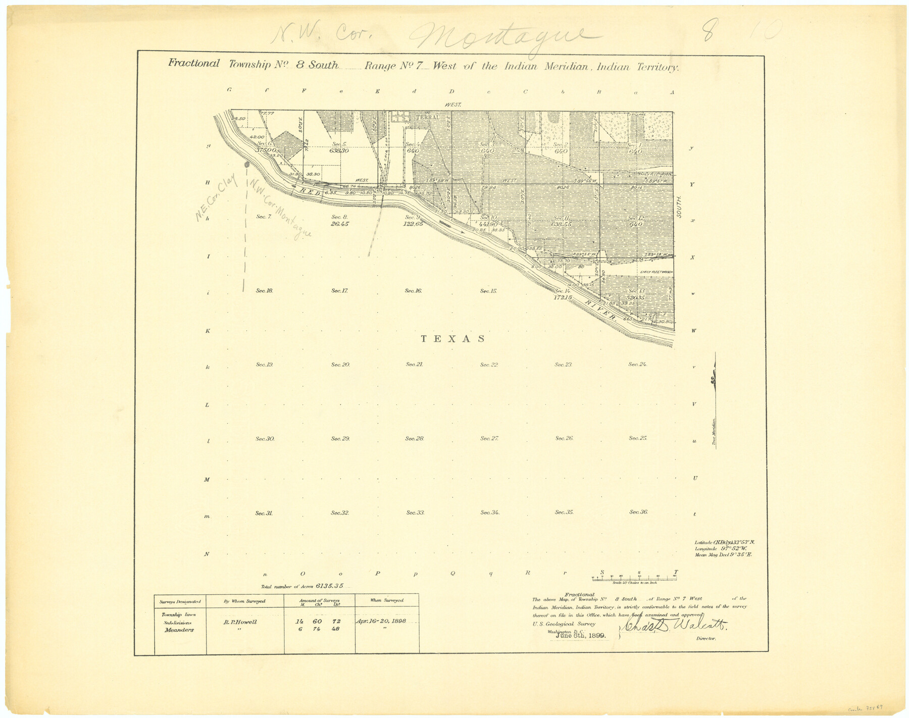 75169, Fractional Township No. 8 South Range No. 7 West of the Indian Meridian, Indian Territory, General Map Collection