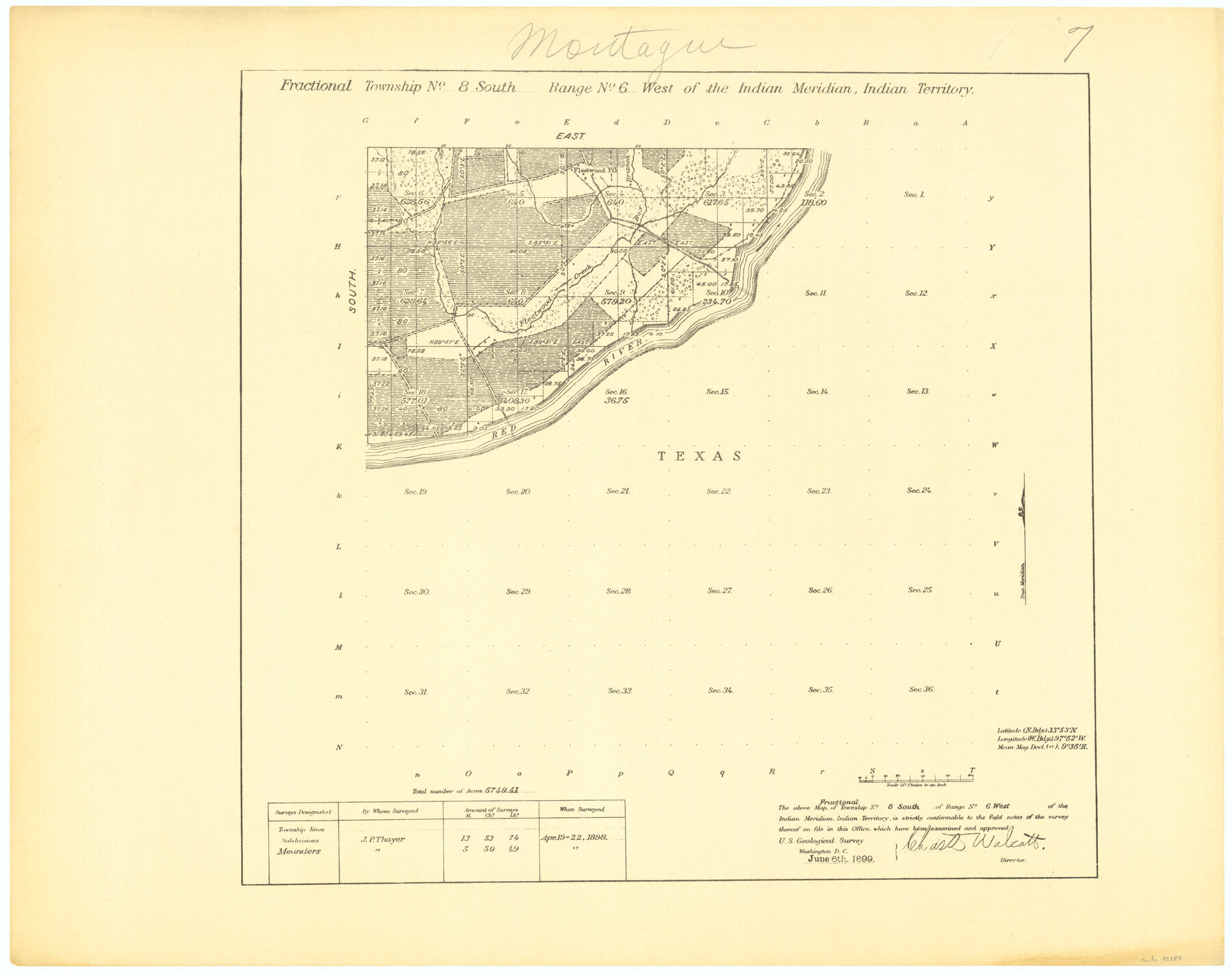 75187, Fractional Township No. 8 South Range No. 6 West of the Indian Meridian, Indian Territory, General Map Collection