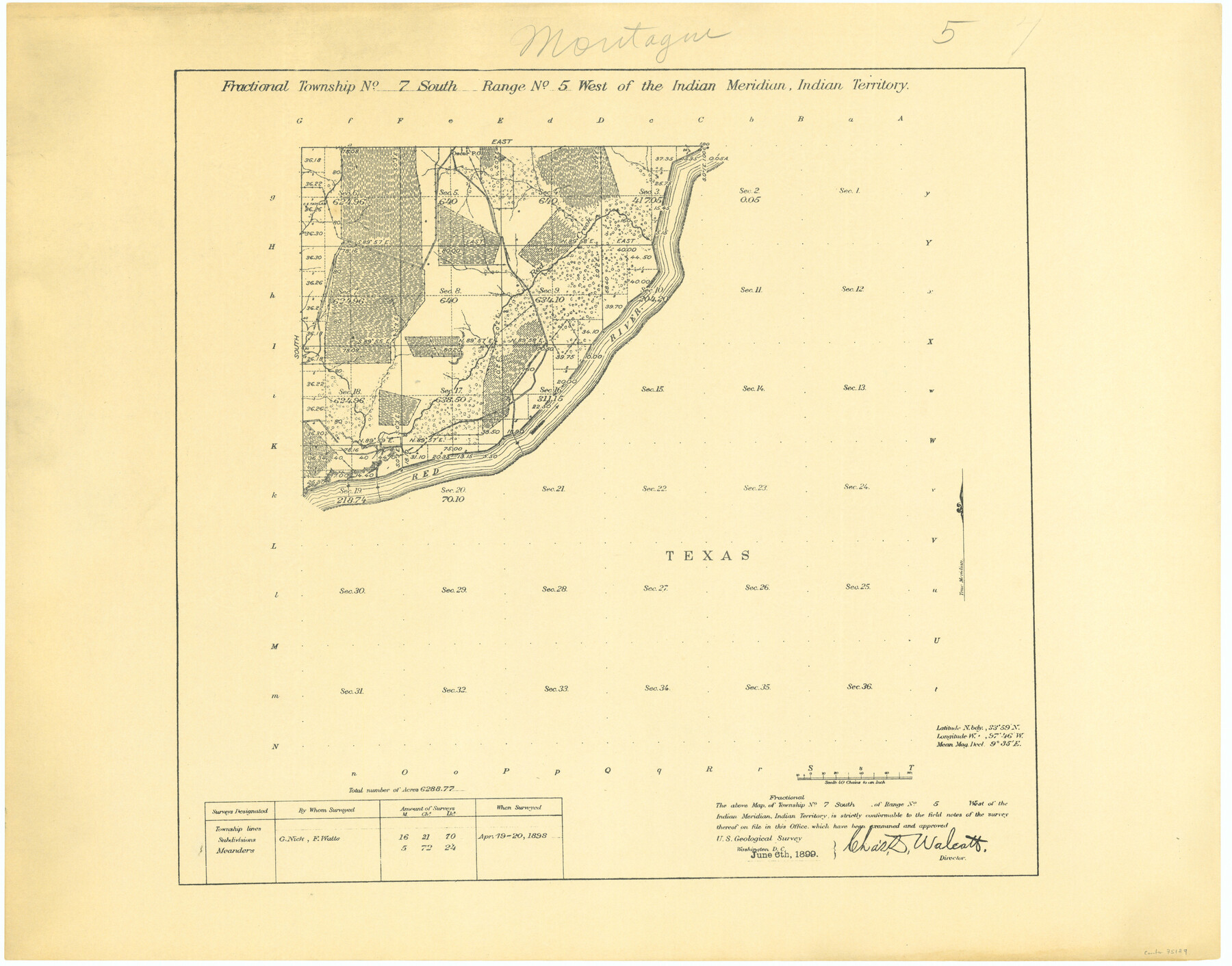 75189, Fractional Township No. 7 South Range No. 5 West of the Indian Meridian, Indian Territory, General Map Collection