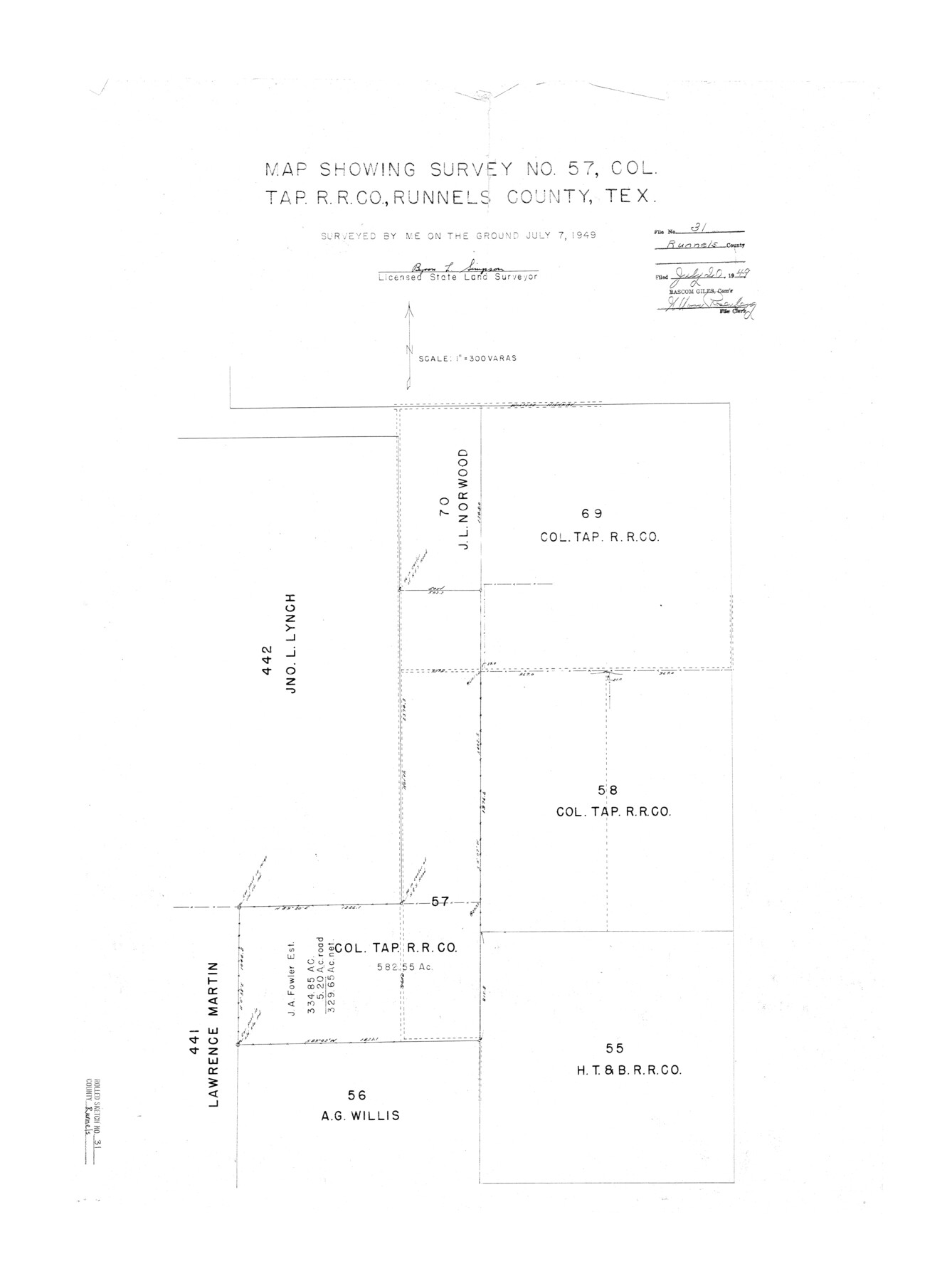 7519, Runnels County Rolled Sketch 31, General Map Collection