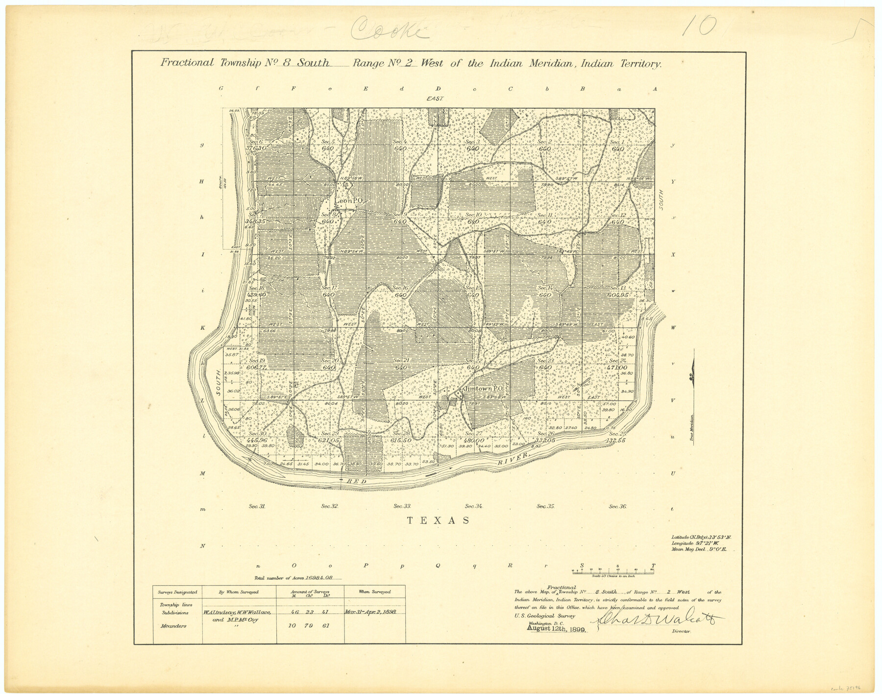 75196, Fractional Township No. 8 South Range No. 2 West of the Indian Meridian, Indian Territory, General Map Collection