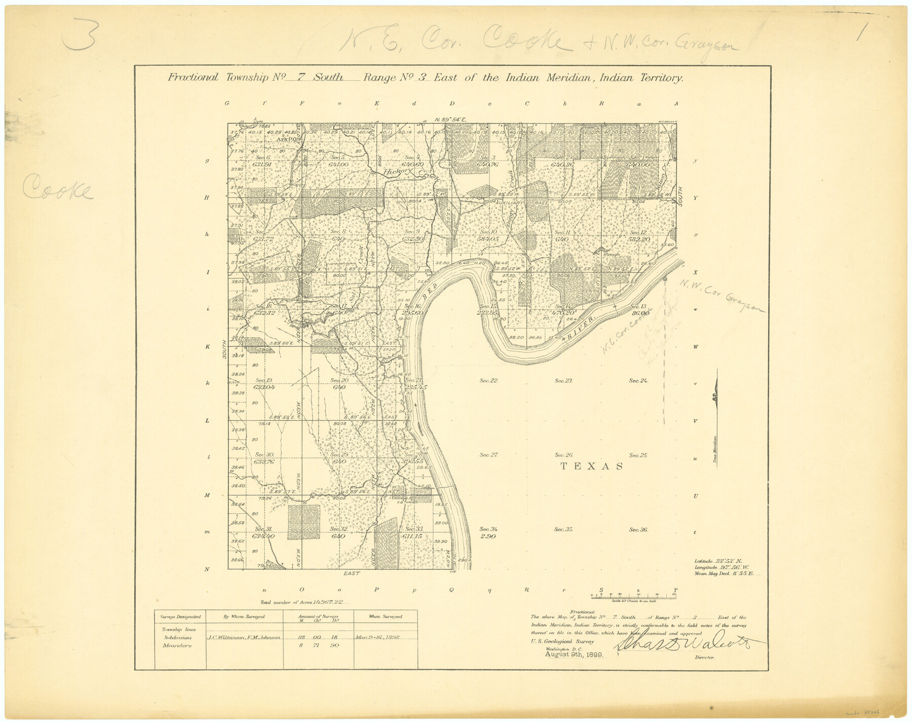 75206, Fractional Township No. 7 South Range No. 3 East of the Indian Meridian, Indian Territory, General Map Collection