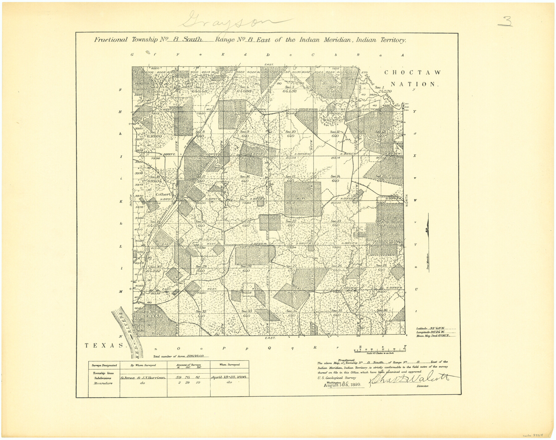 75214, Fractional Township No. 8 South Range No. 8 East of the Indian Meridian, Indian Territory, General Map Collection