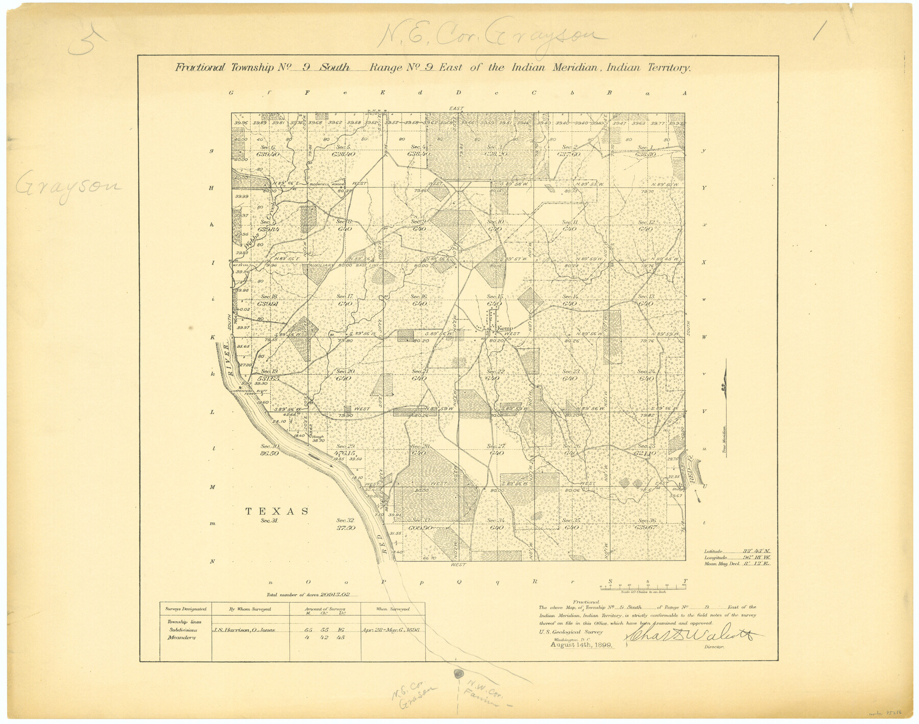 75216, Fractional Township No. 9 South Range No. 9 East of the Indian Meridian, Indian Territory, General Map Collection