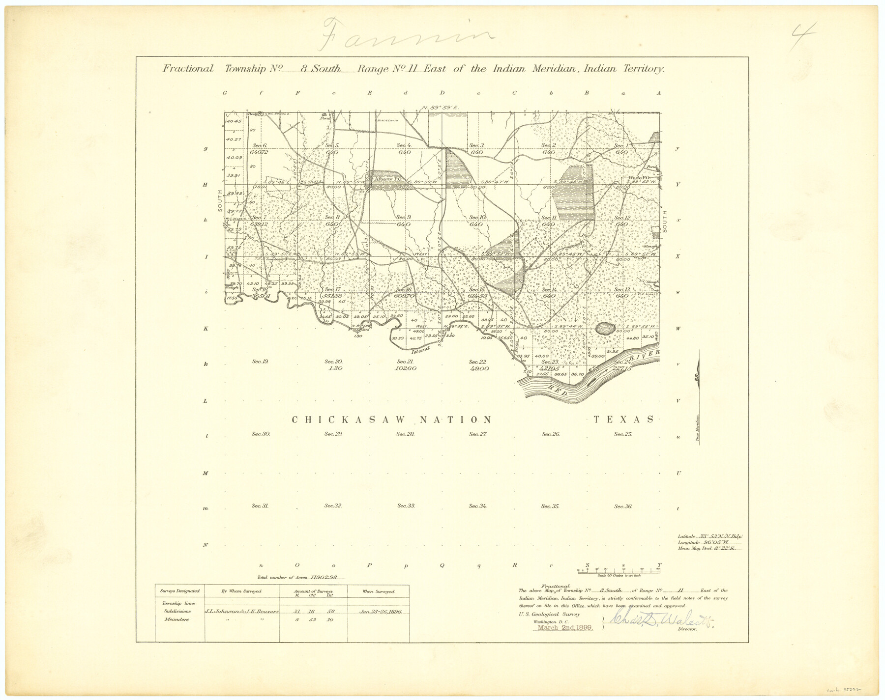 75222, Fractional Township No. 8 South Range No. 11 East of the Indian Meridian, Indian Territory, General Map Collection