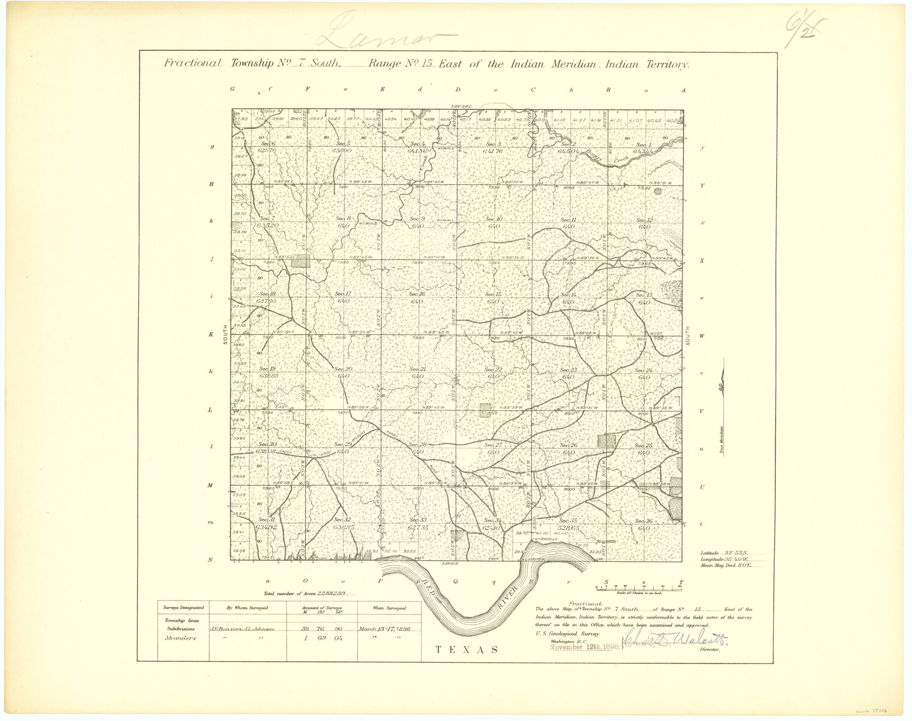 75226, Fractional Township No. 7 South Range No. 15 East of the Indian Meridian, Indian Territory, General Map Collection