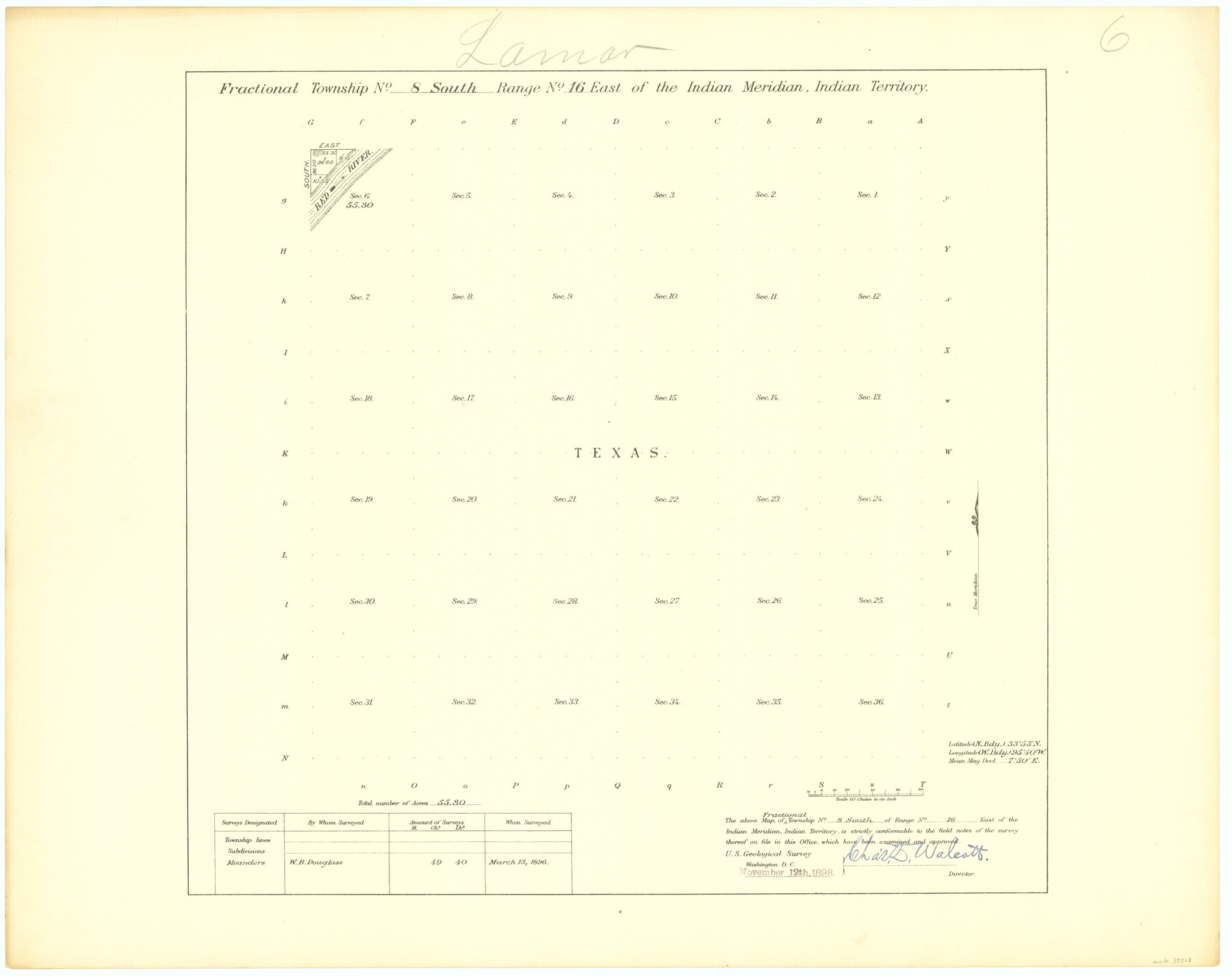 75228, Fractional Township No. 8 South Range No. 16 East of the Indian Meridian, Indian Territory, General Map Collection