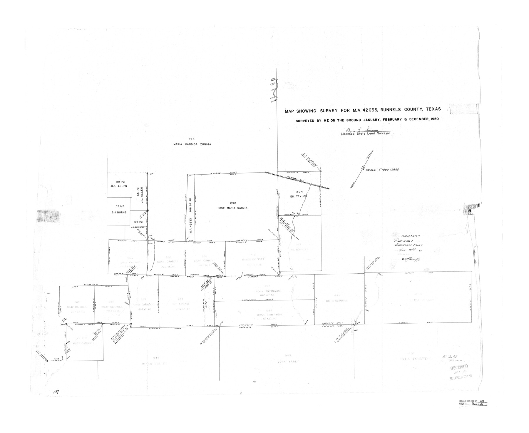 7527, Runnels County Rolled Sketch 40, General Map Collection