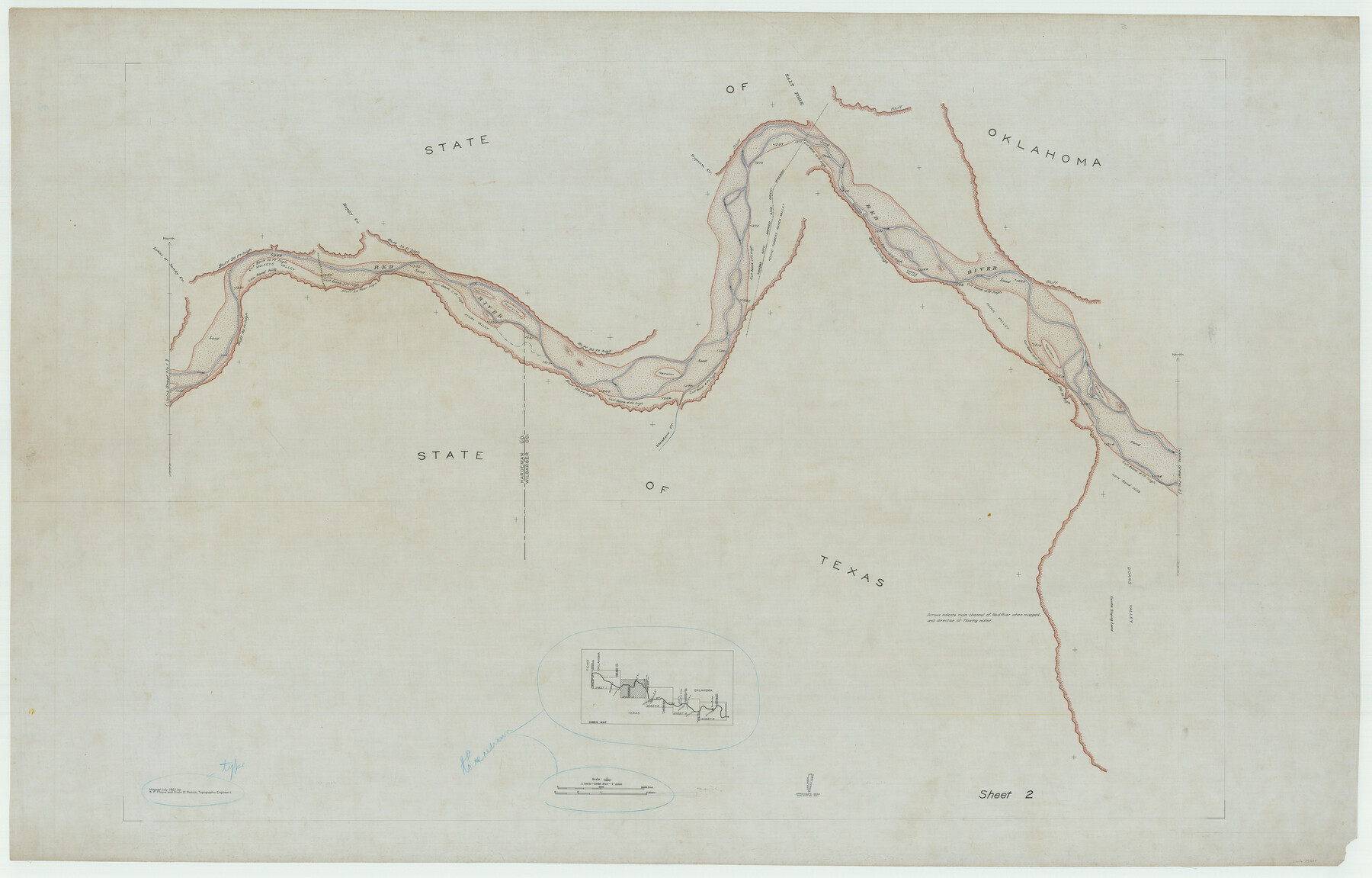 75275, In the Supreme Court of the United States, The State of Oklahoma, Complainant vs. The State of Texas, Defendant, The United States of America, Intervener, Red River Valley, Texas and Oklahoma Between the 98th and 100th Meridians in Five Sheets, 1921, General Map Collection