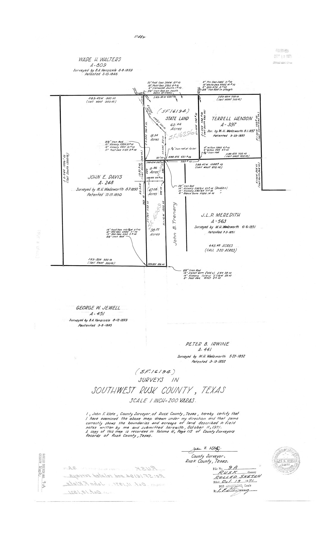 7547, Rusk County Rolled Sketch 9A, General Map Collection