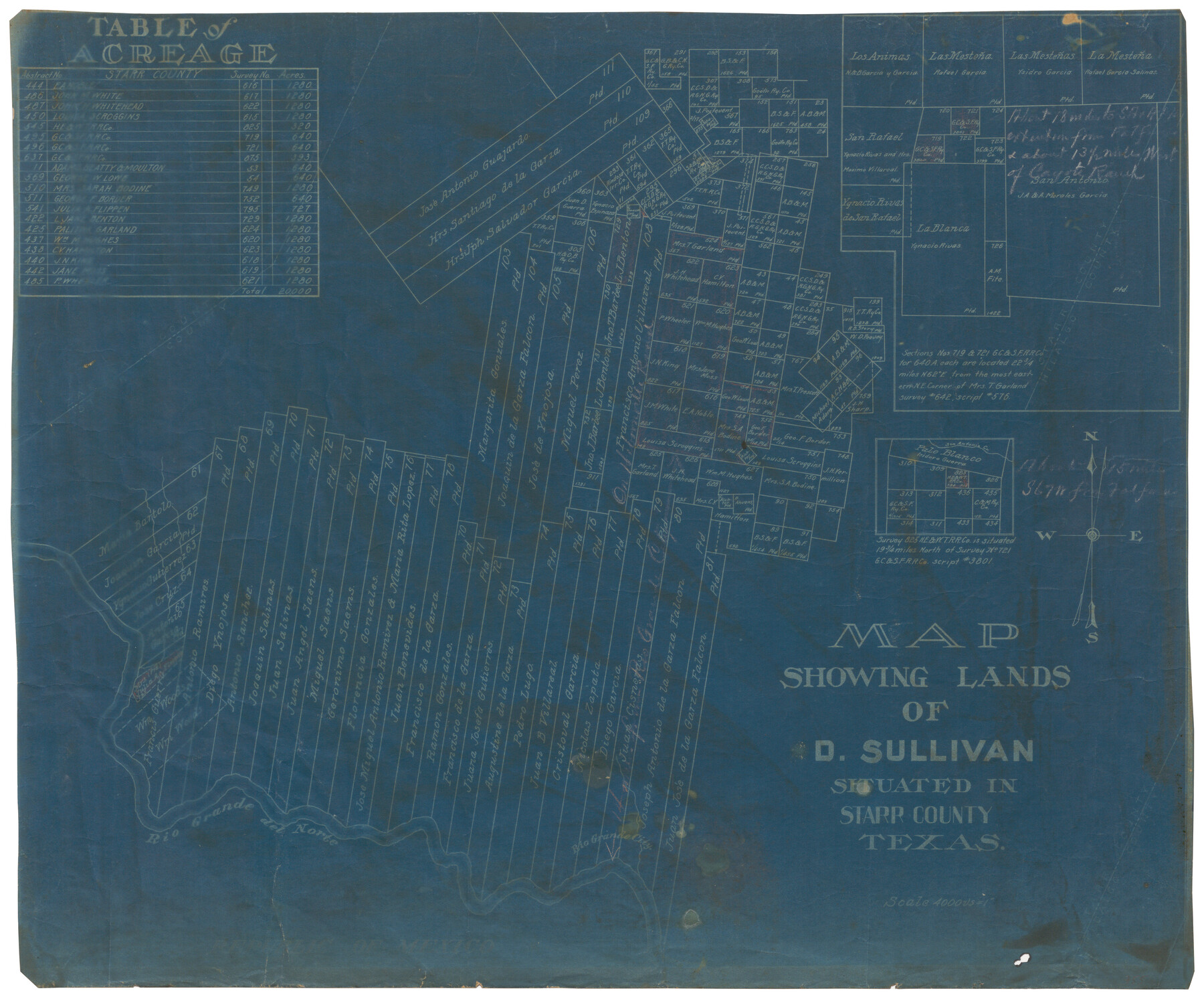 755, Map showing lands of D. Sullivan situated in Starr County, Texas