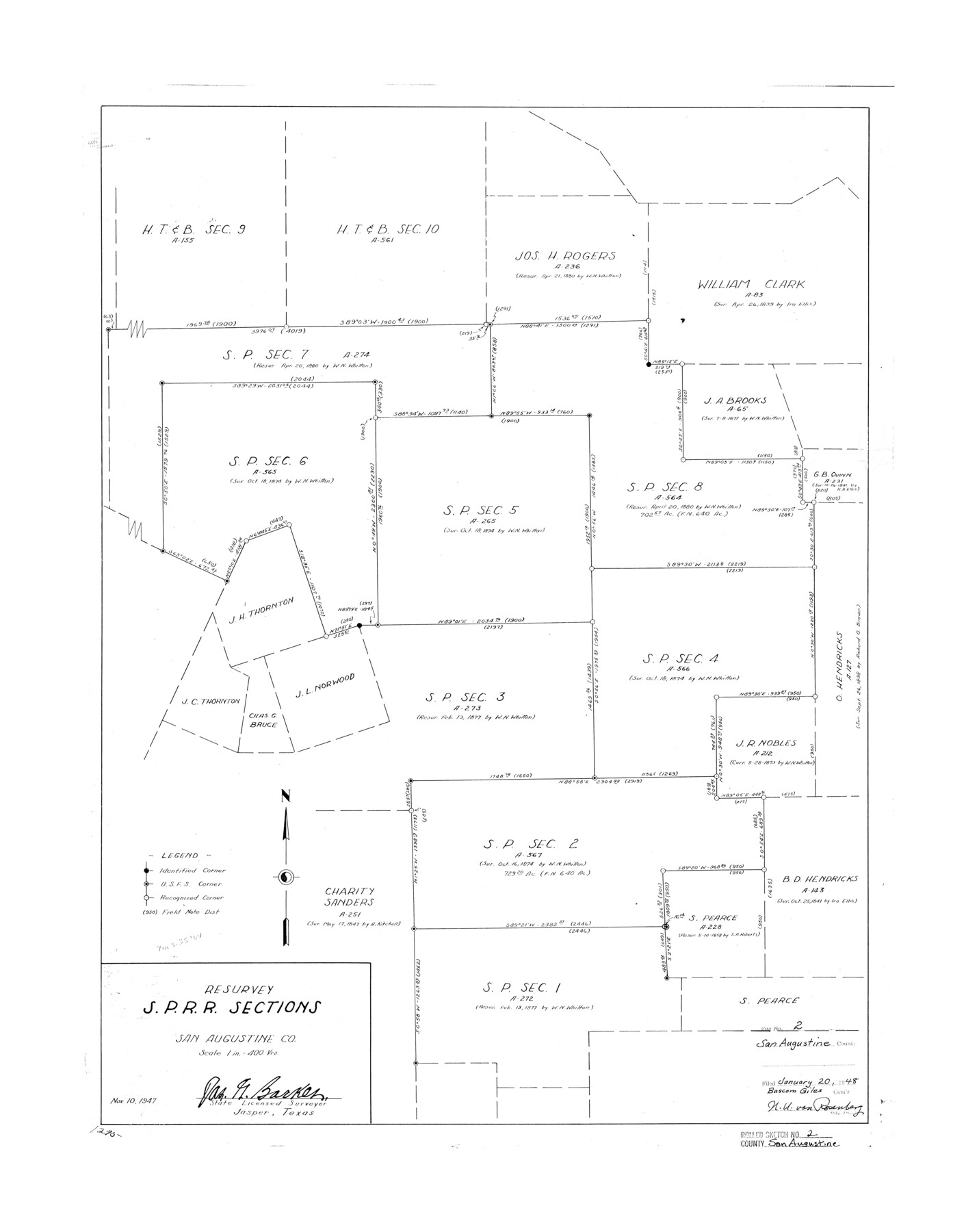 7554, San Augustine County Rolled Sketch 2, General Map Collection