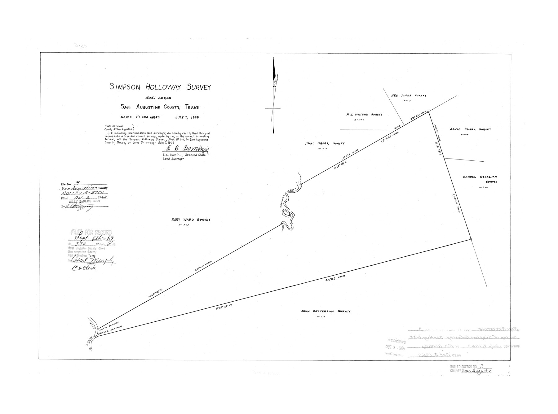 7555, San Augustine County Rolled Sketch 3, General Map Collection