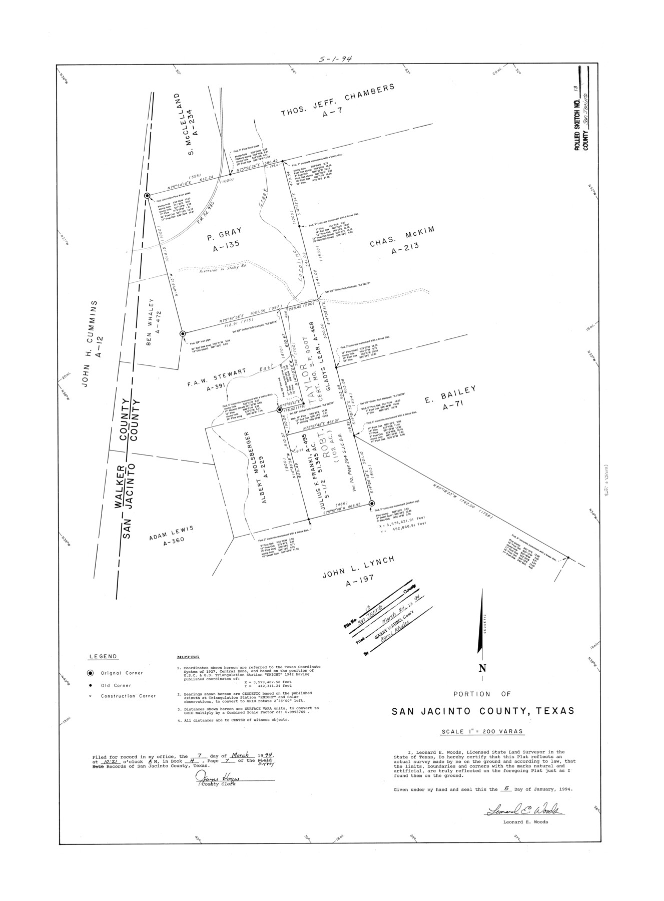 7562, San Jacinto County Rolled Sketch 13, General Map Collection