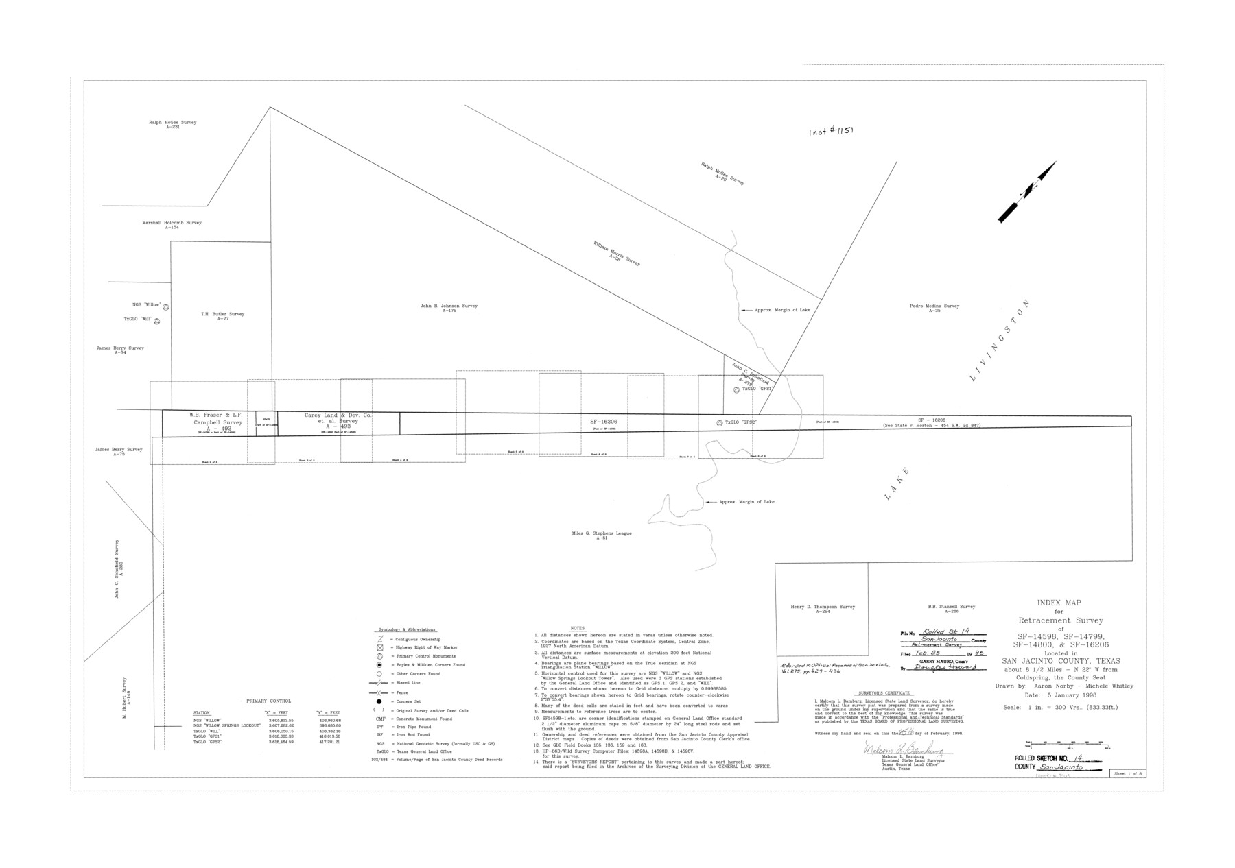 7563, San Jacinto County Rolled Sketch 14, General Map Collection