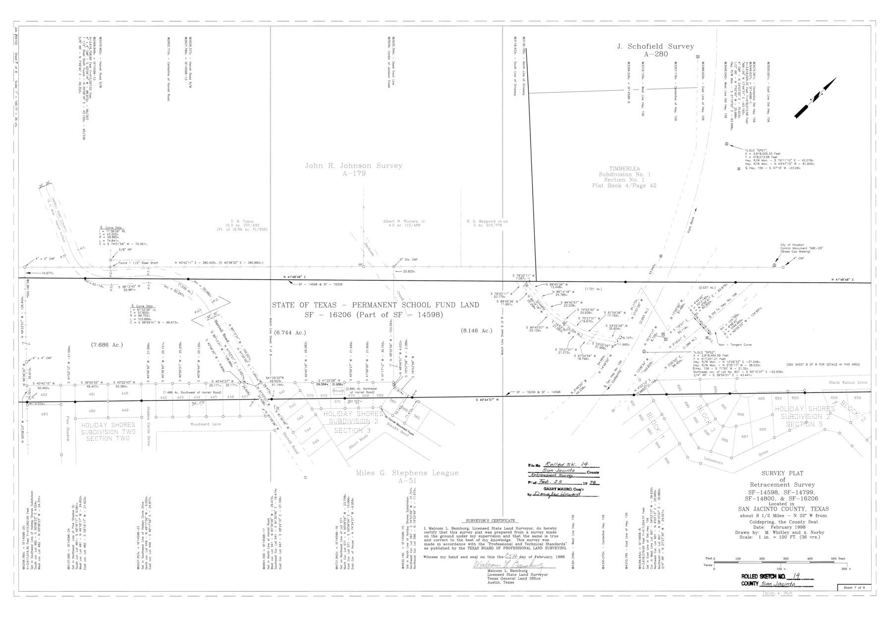 7569, San Jacinto County Rolled Sketch 14, General Map Collection