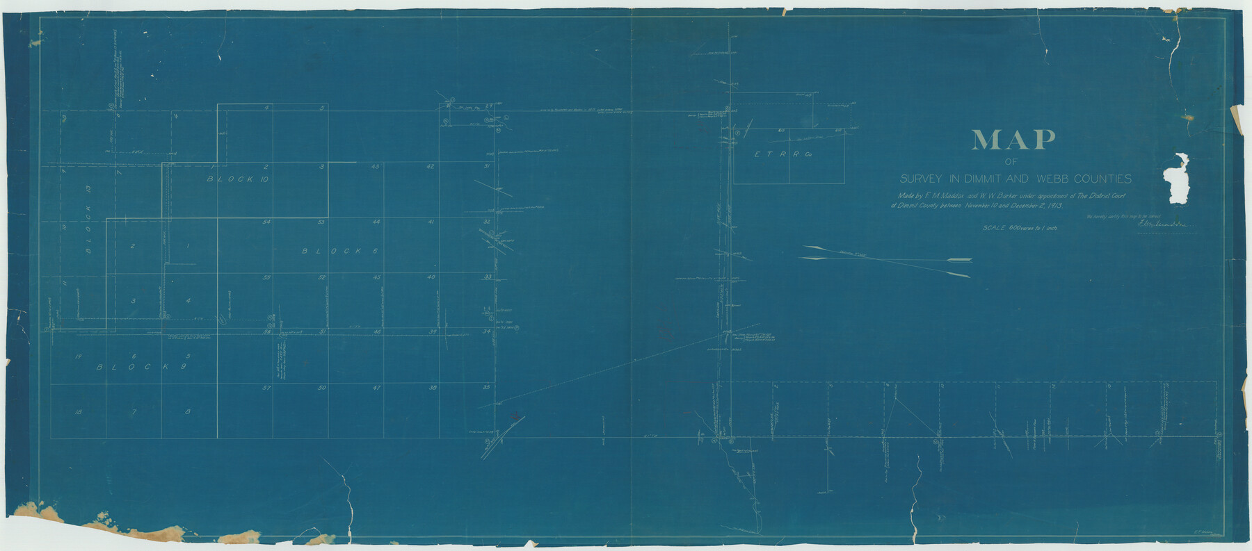 75829, Map of Survey in Dimmit and Webb Counties, Maddox Collection