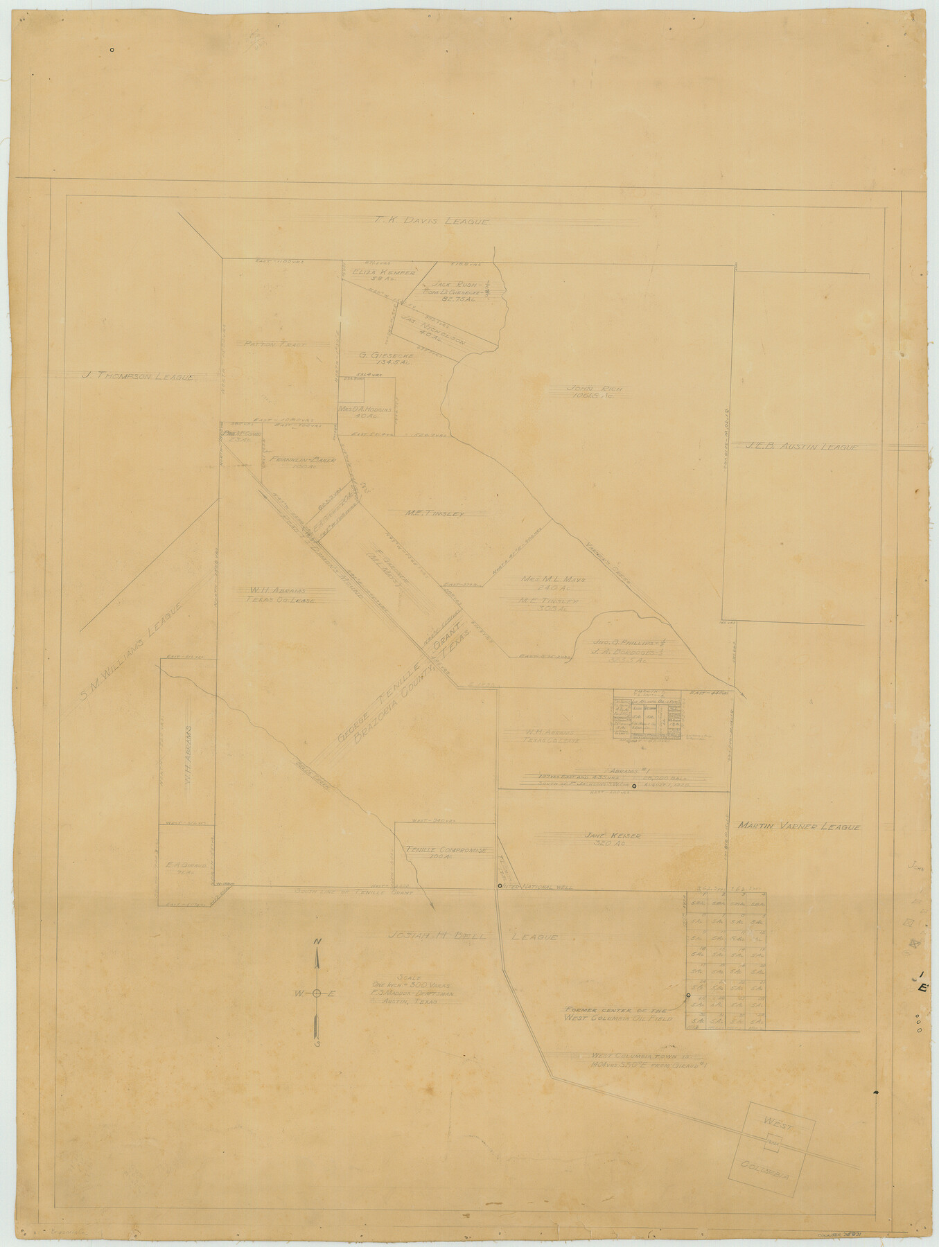 75831, [Office Sketch Showing George Tenille Grant, Brazoria County, Texas], Maddox Collection