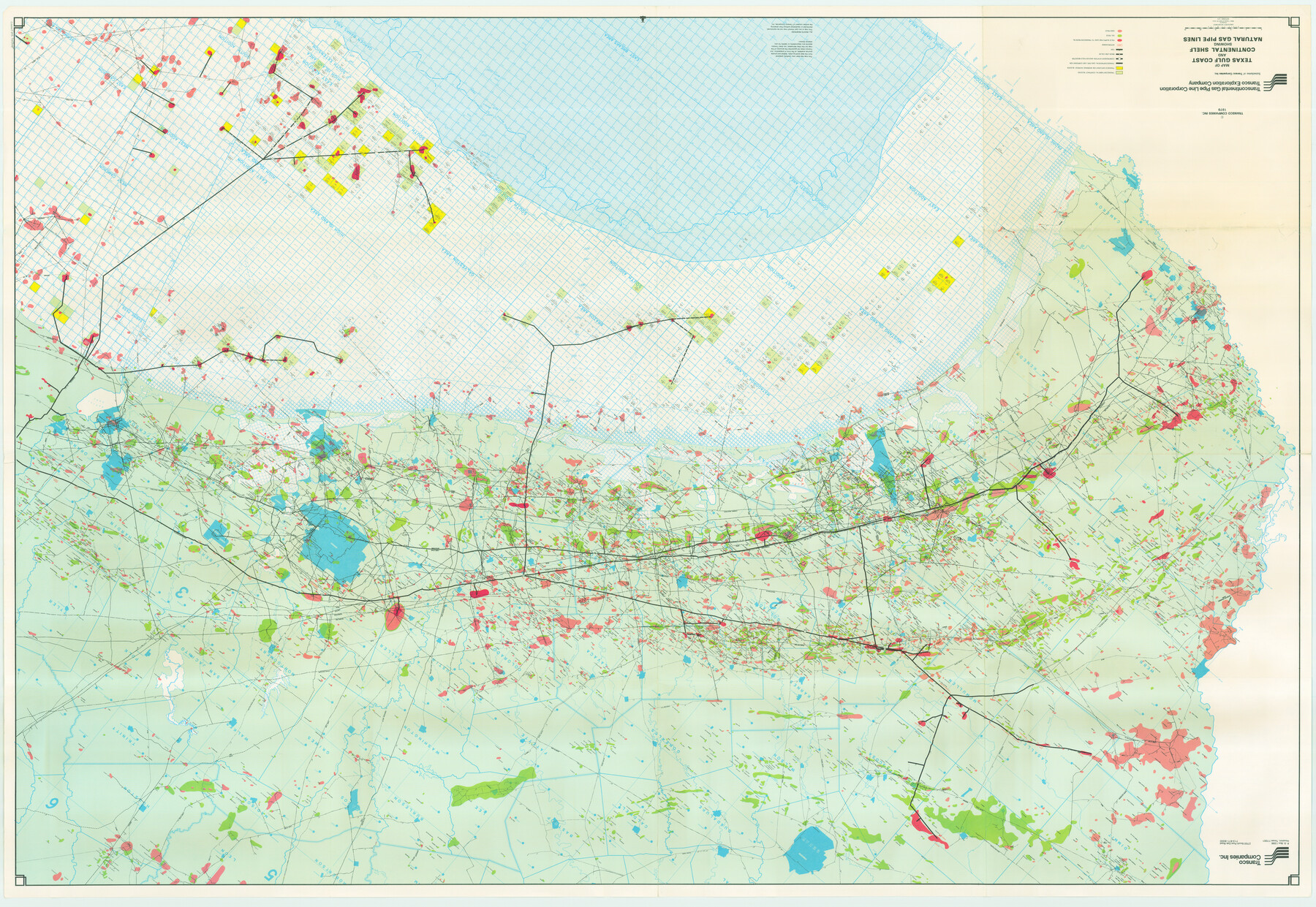 75905, Map of Texas Gulf Coast and Continental Shelf showing Natural Gas Pipe Lines, General Map Collection