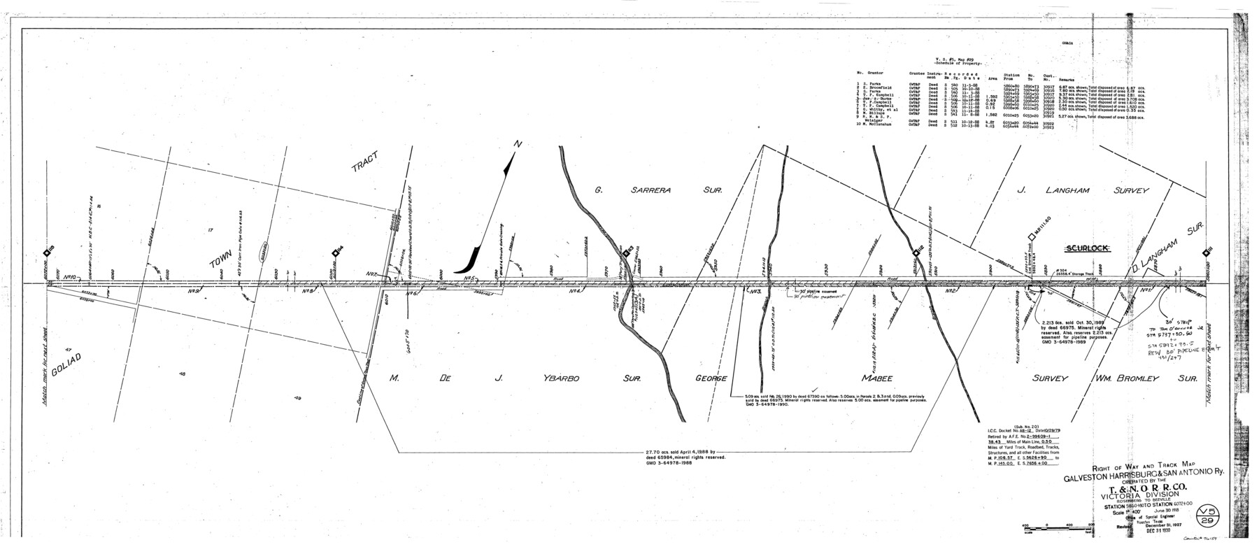 76159, Right of Way and Track Map, Galveston, Harrisburg & San Antonio Ry. operated by the T. & N. O. R.R. Co., Victoria Division, Rosenberg to Beeville, General Map Collection