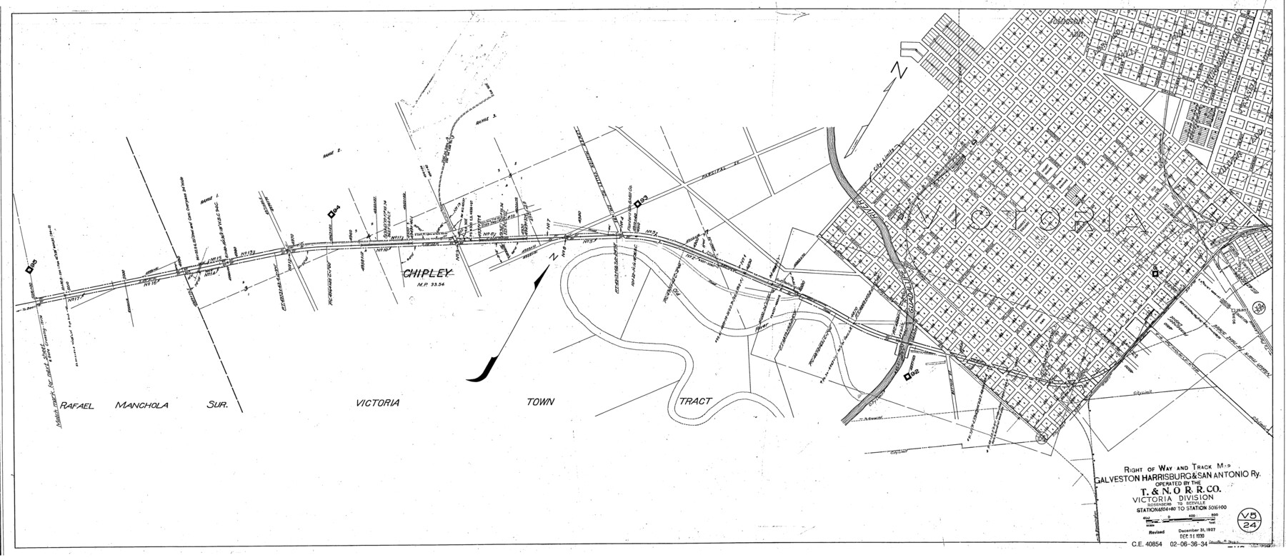 76162, Right of Way and Track Map, Galveston, Harrisburg & San Antonio Ry. operated by the T. & N. O. R.R. Co., Victoria Division, Rosenberg to Beeville, General Map Collection