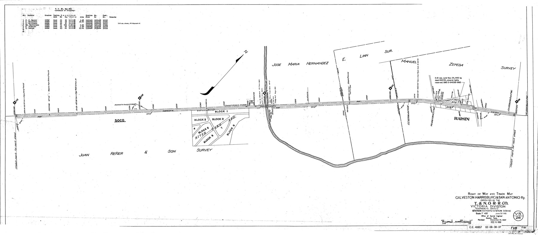 76164, Right of Way and Track Map, Galveston, Harrisburg & San Antonio Ry. operated by the T. & N. O. R.R. Co., Victoria Division, Rosenberg to Beeville, General Map Collection