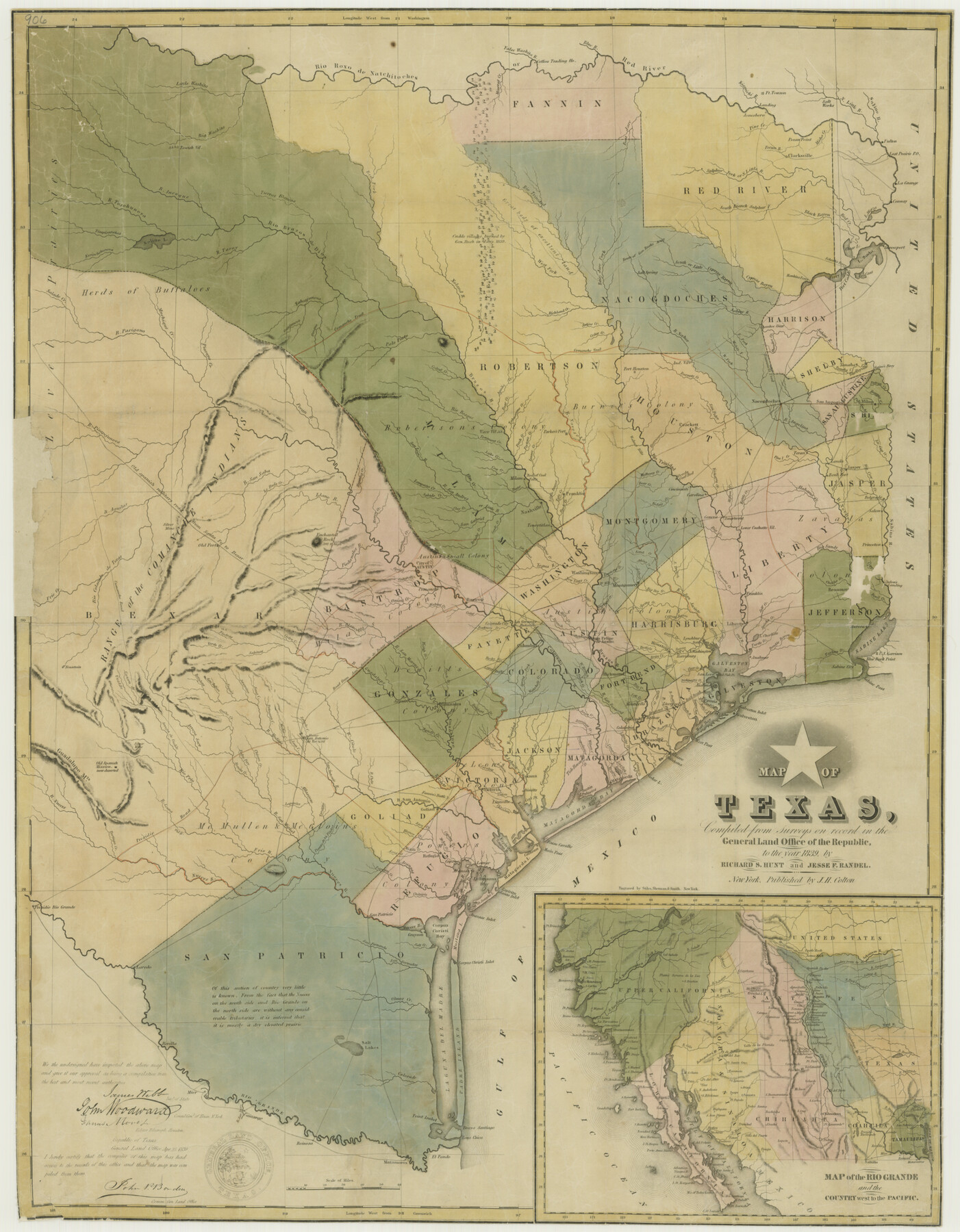76198, Map of Texas, compiled from surveys on record in the General Land Office of the Republic, Texas State Library and Archives