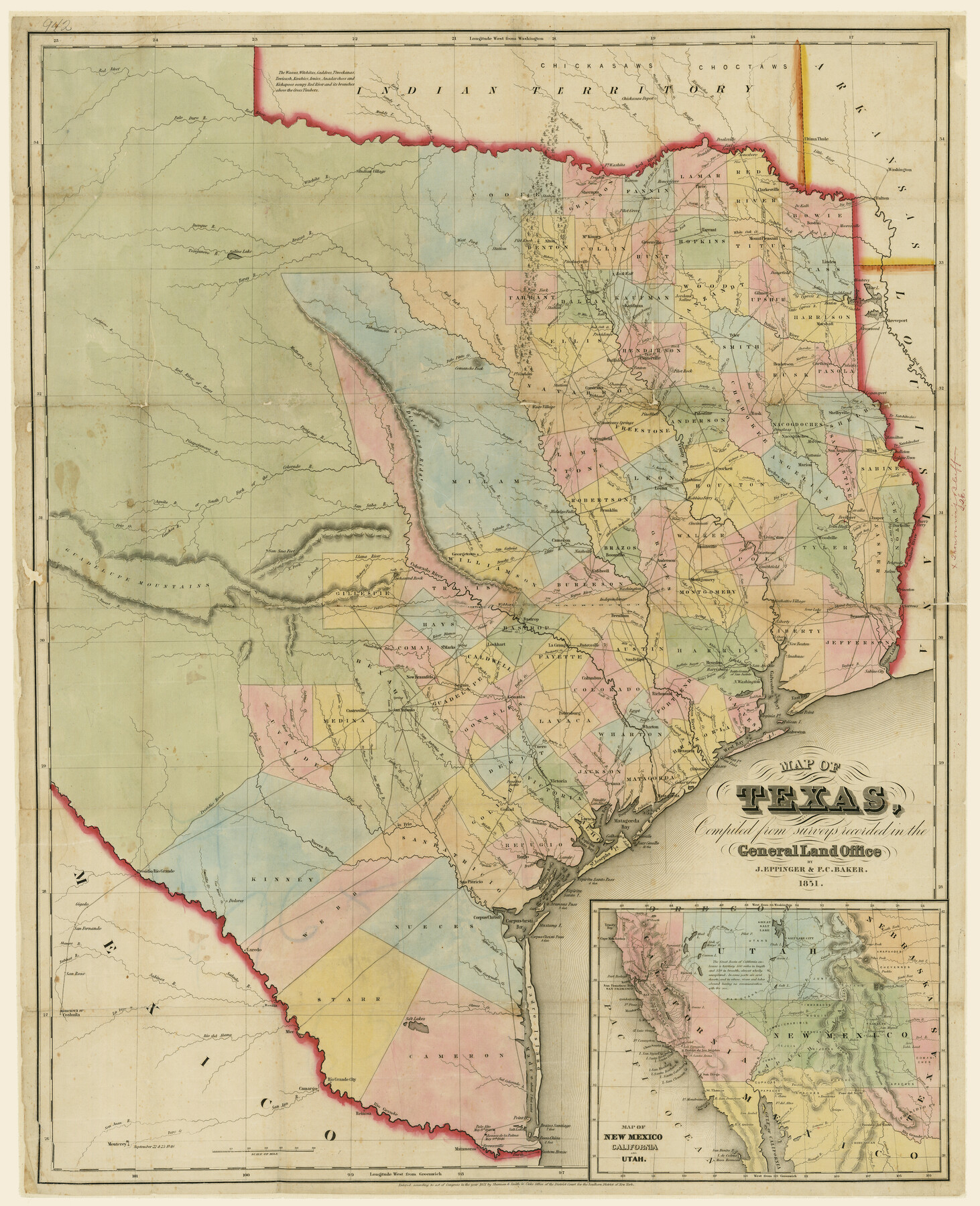 76209, Map of Texas Compiled from surveys recorded in the General Land Office, Texas State Library and Archives
