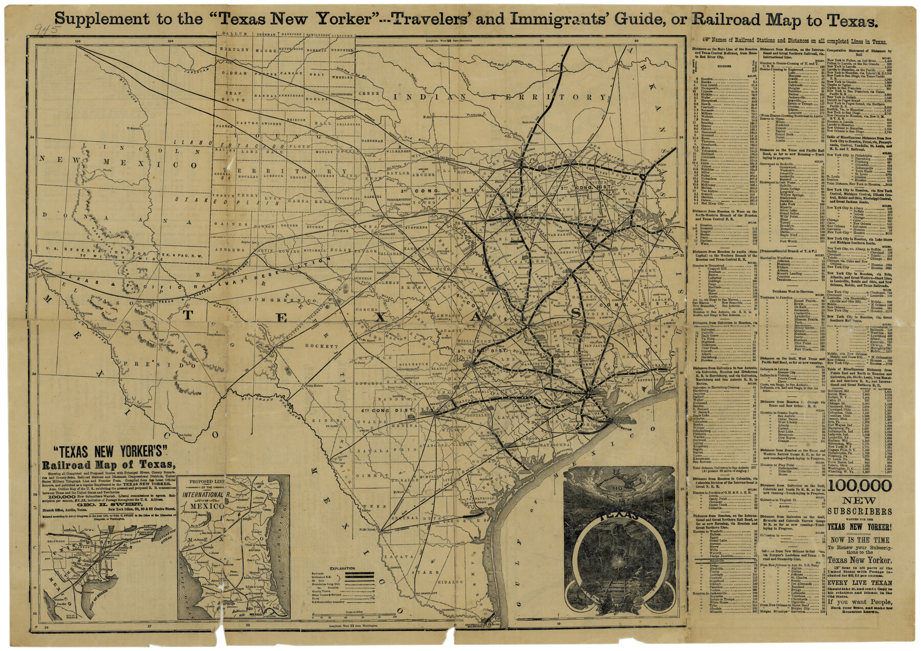 76210, "Texas New Yorker's" Railroad Map of Texas, Texas State Library and Archives