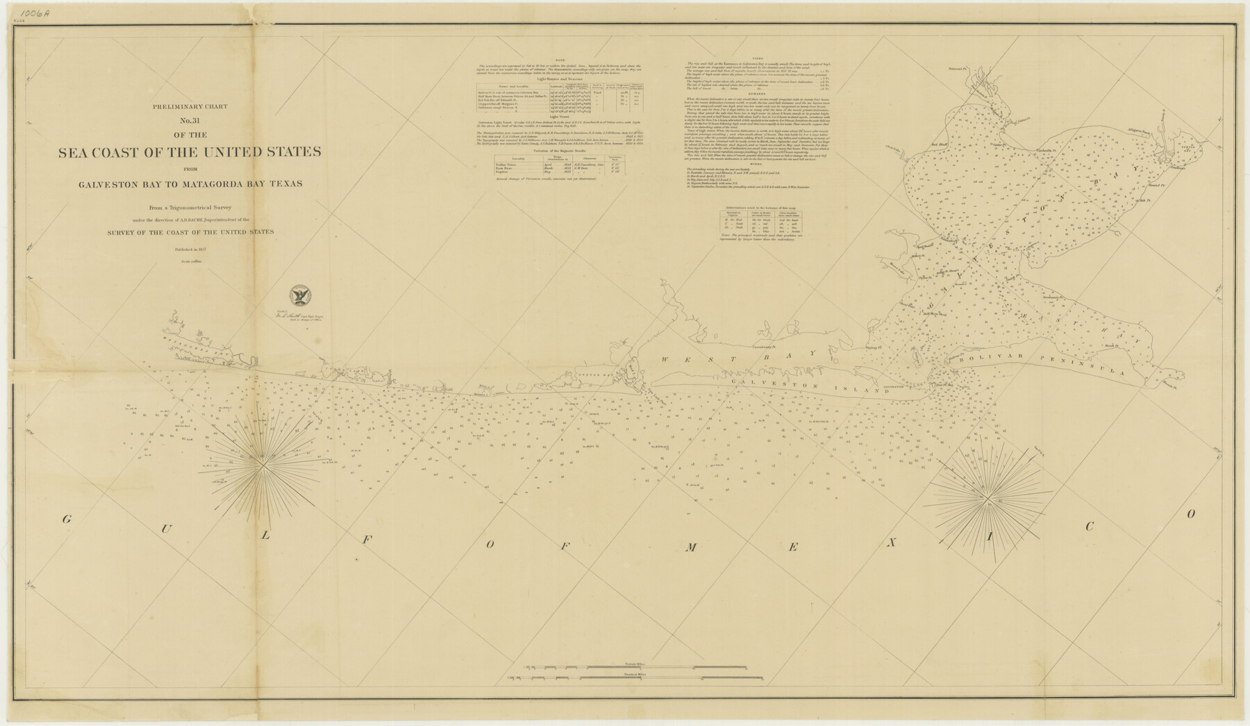 76212, Preliminary Chart No. 31 of the Sea Coast of the United States from Galveston Bay to Matagorda Bay, Texas, Texas State Library and Archives