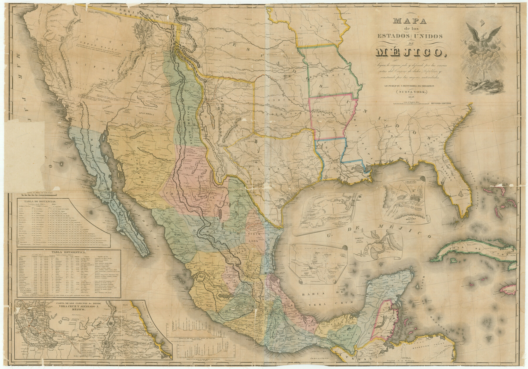 76221, Mapa de los Estados Unidos de Méjico, Segun lo organizado y definido por las varias actas del Congreso de dicha Republica: y construido por las mejores autoridades, Texas State Library and Archives